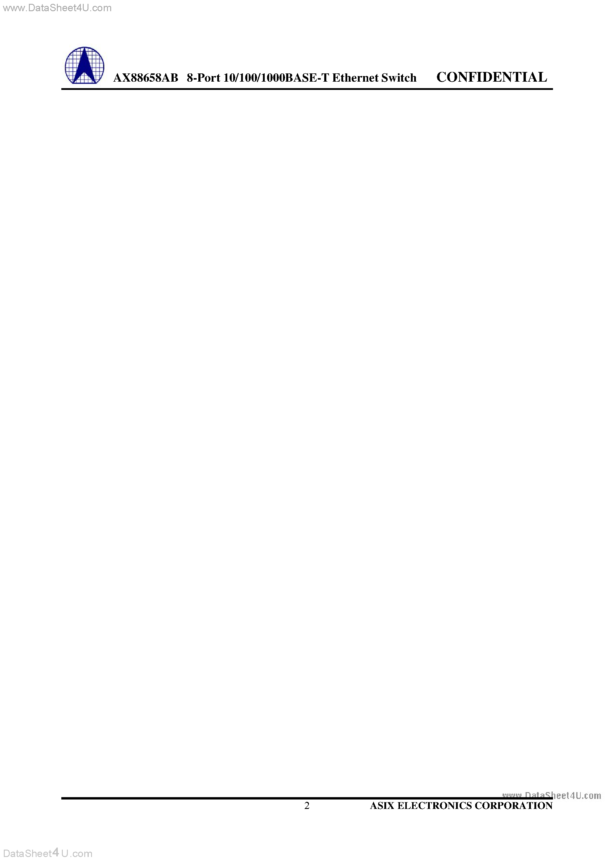 Datasheet AX88658AB - 8-Port 10/100/1000BASE-T Ethernet Switch page 2