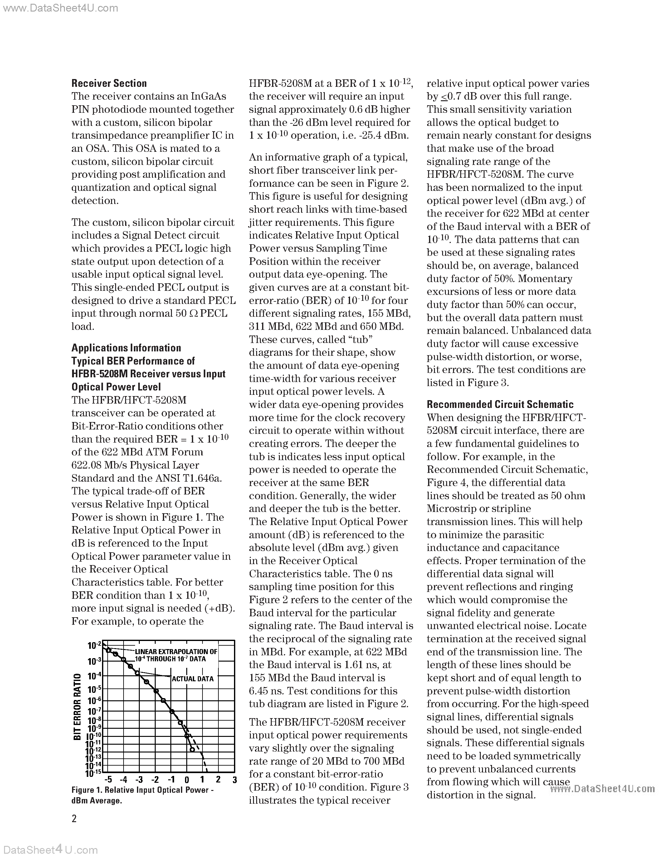 Даташит HFCT-5208M - Agilent HFBR/HFCT-5208M 1 x 9 Fiber Optic Transceivers страница 2