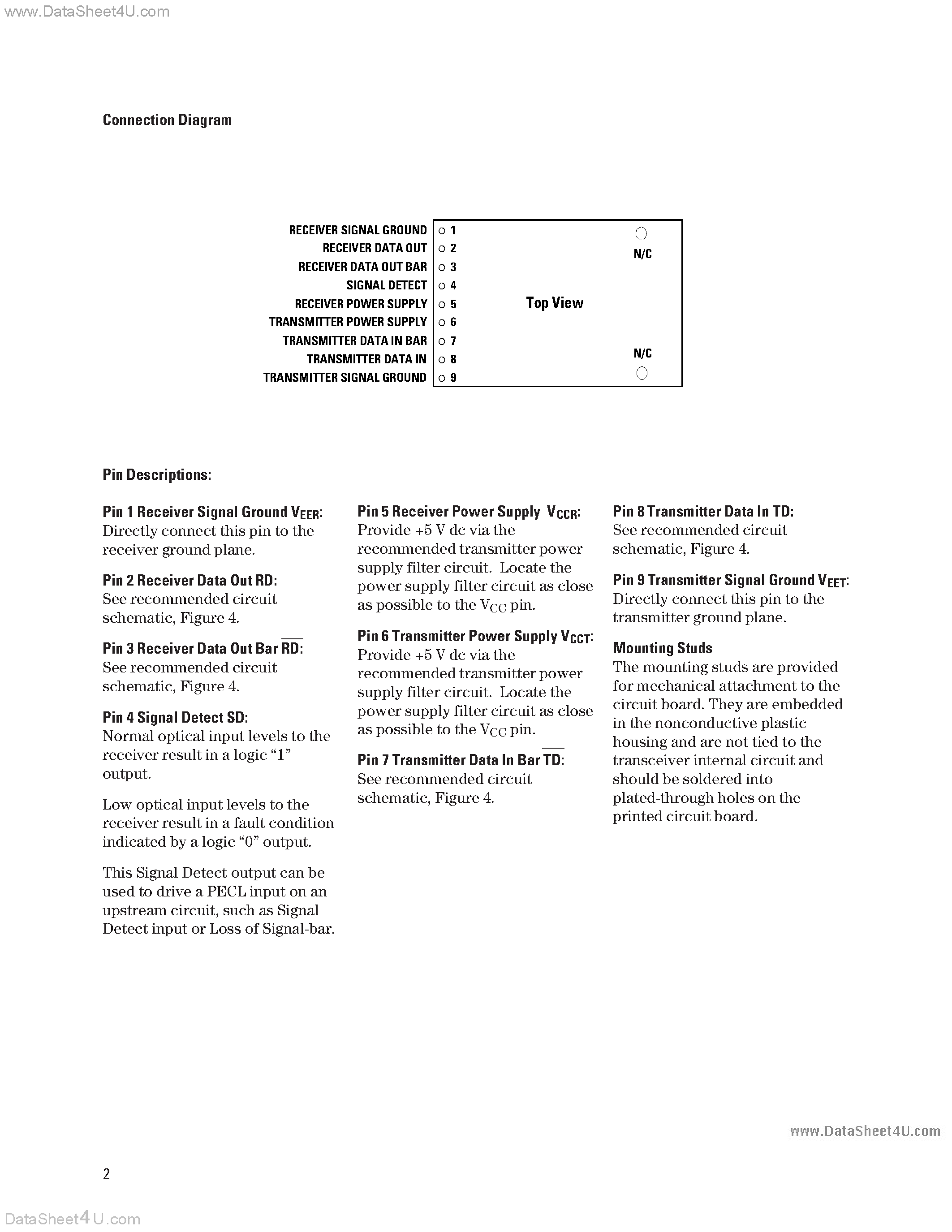Datasheet HFCT-5215B page 2 Datasheet HFCT-5215B - Agilent HFCT-5215B/D 155 Mb/s Single Mode Laser Transceiver page 2