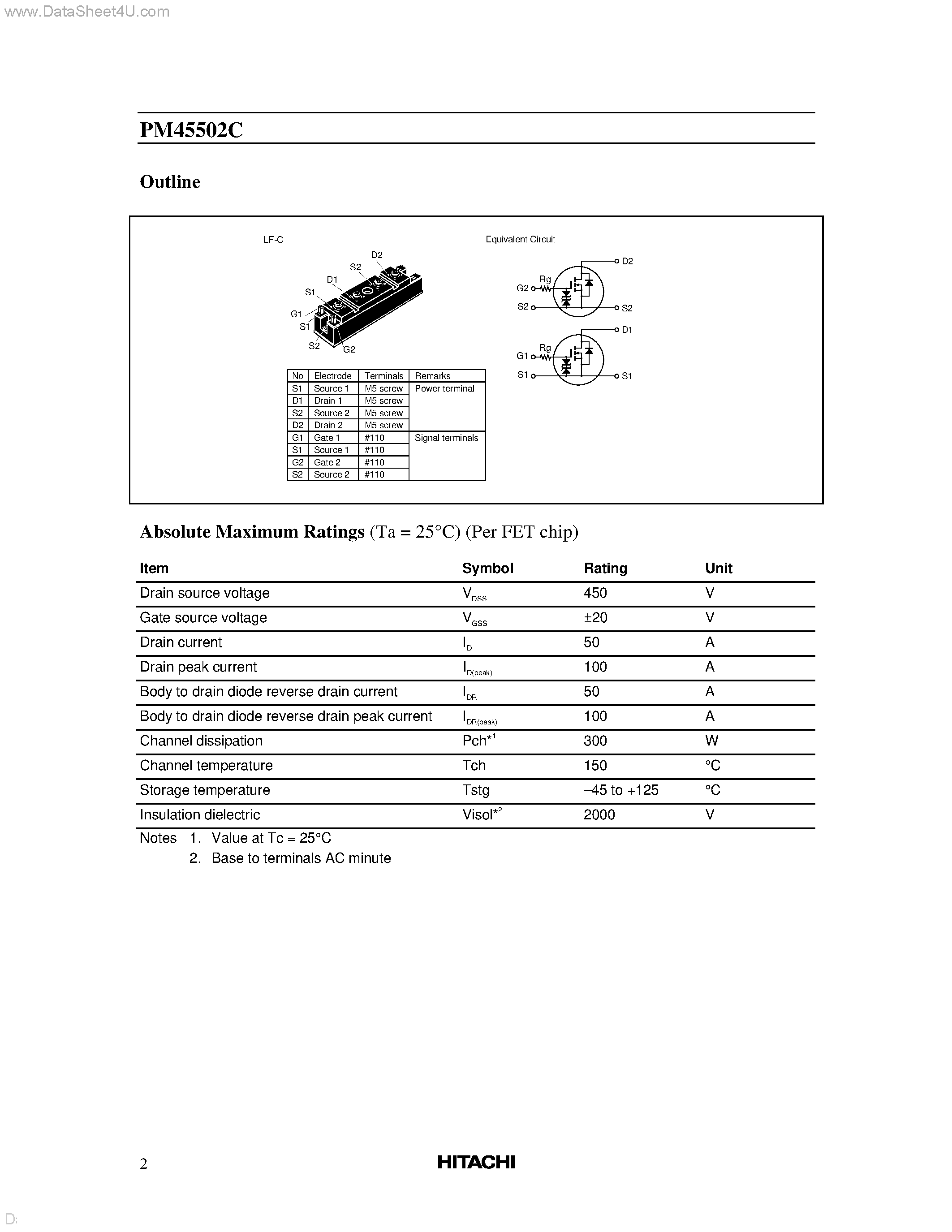 Datasheet PM45502C - Silicon N-Channel Power MOS FET Module page 2