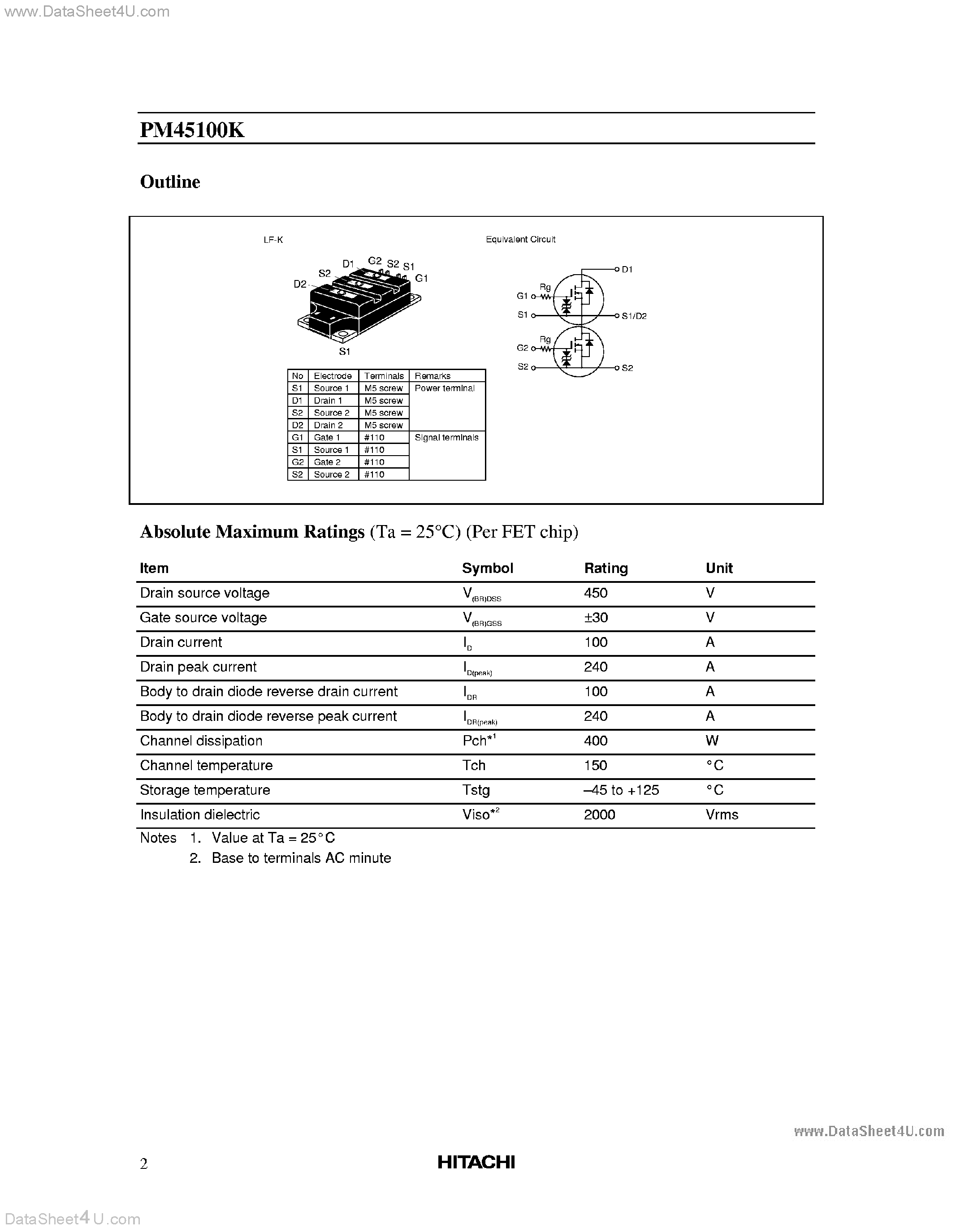Datasheet PM45100K - Silicon N-Channel Power MOS FET Module page 2