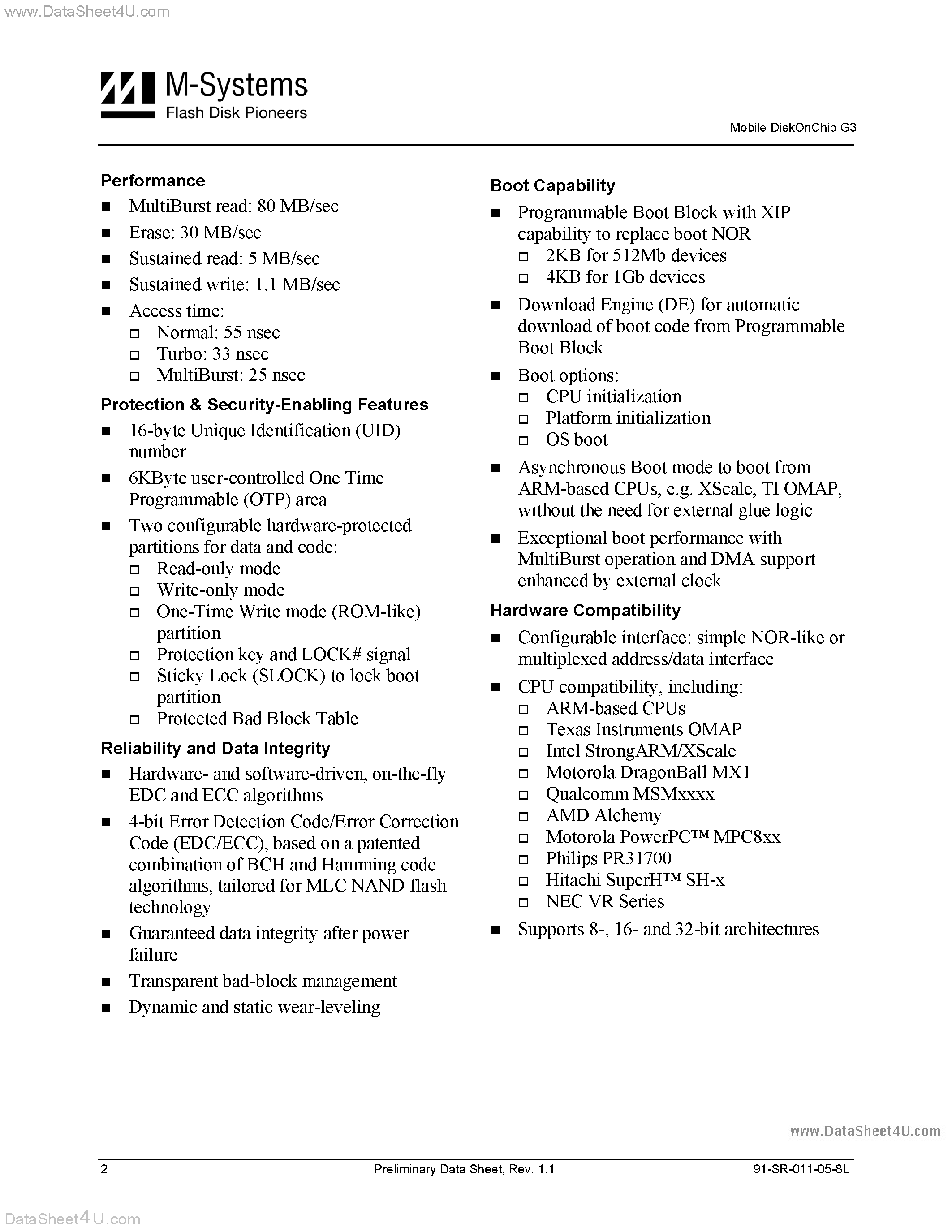Datasheet MD4832-D512-V3Q18-X-P - Flash Memory page 2