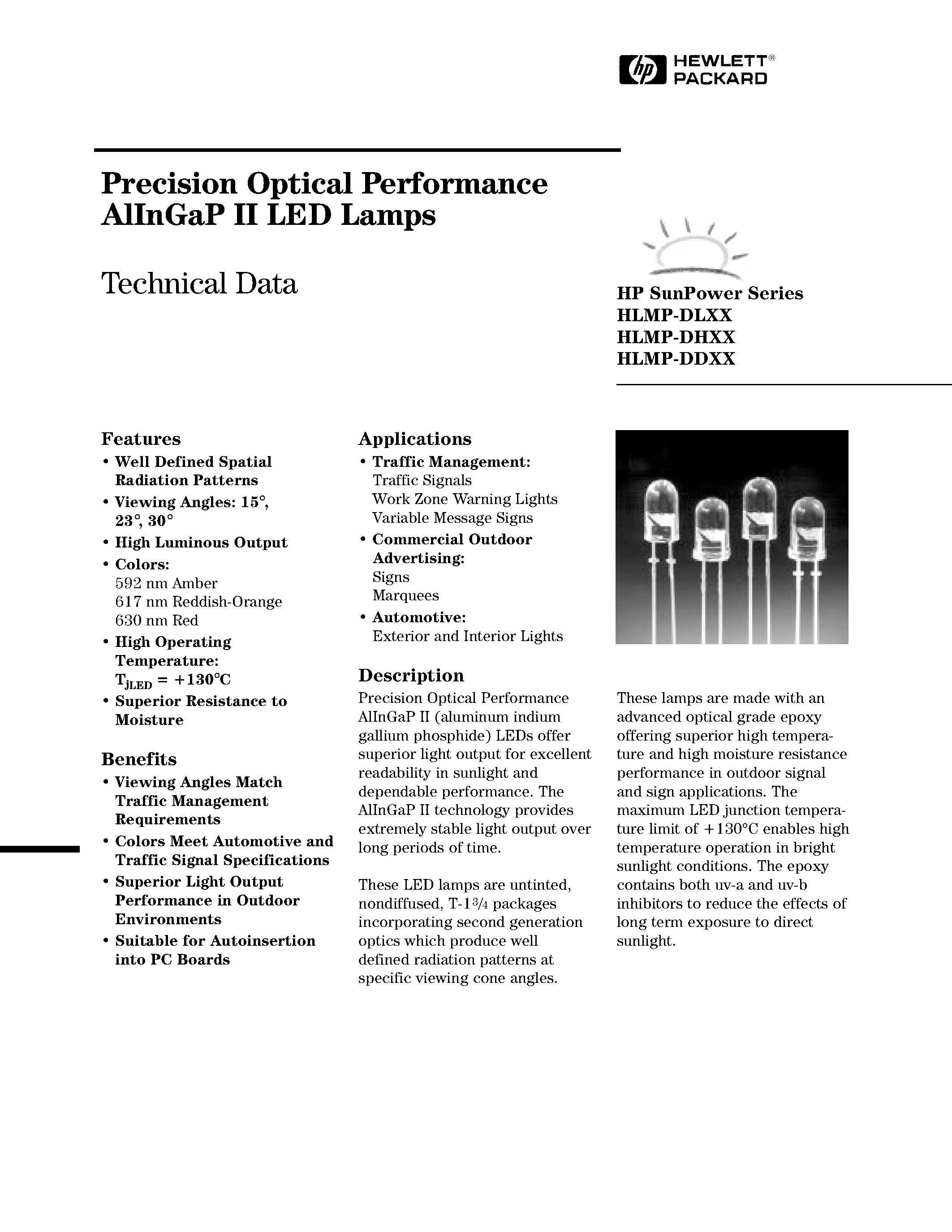 Datasheet HLMP-DDxx page 1 Datasheet HLMP-DDxx - GENERAL PURPOSE VISIBLE DOME-STYLE LED page 1