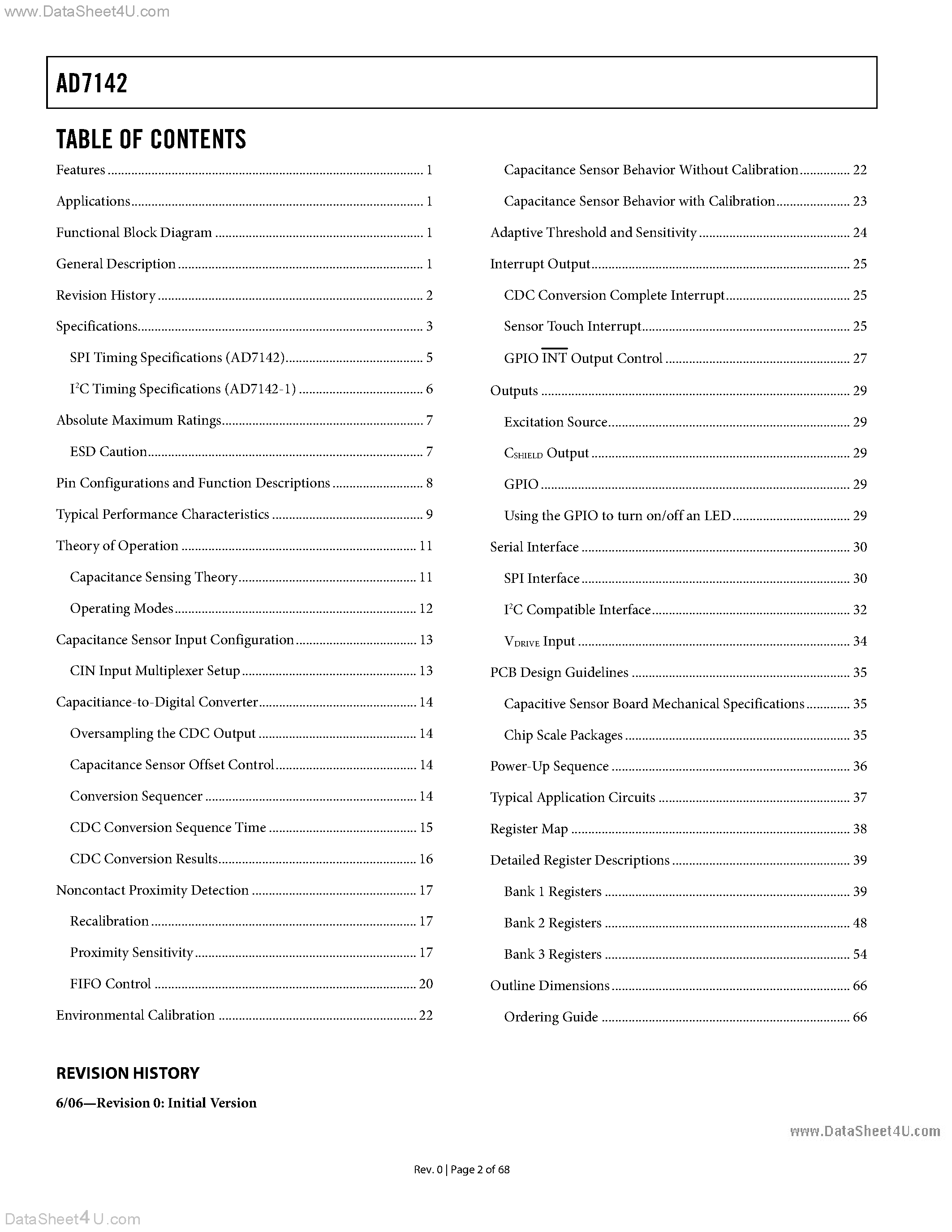 Datasheet AD7142 - Programmable Capacitance-to-Digital Converter page 2