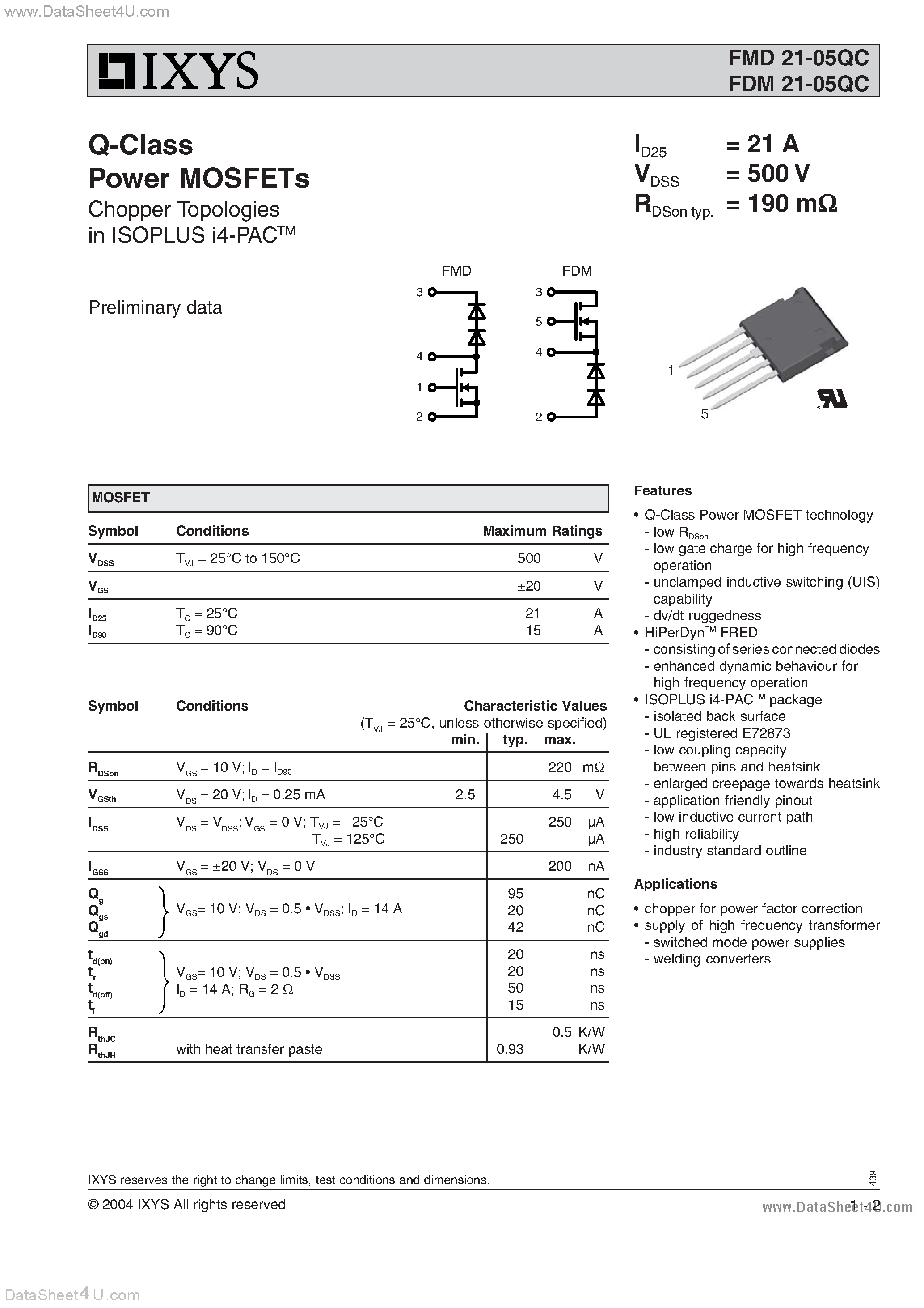Даташит на микросхему FDM21-05QC страница 1 Даташит FDM21-05QC - Q-Class Power MOSFETs страница 1