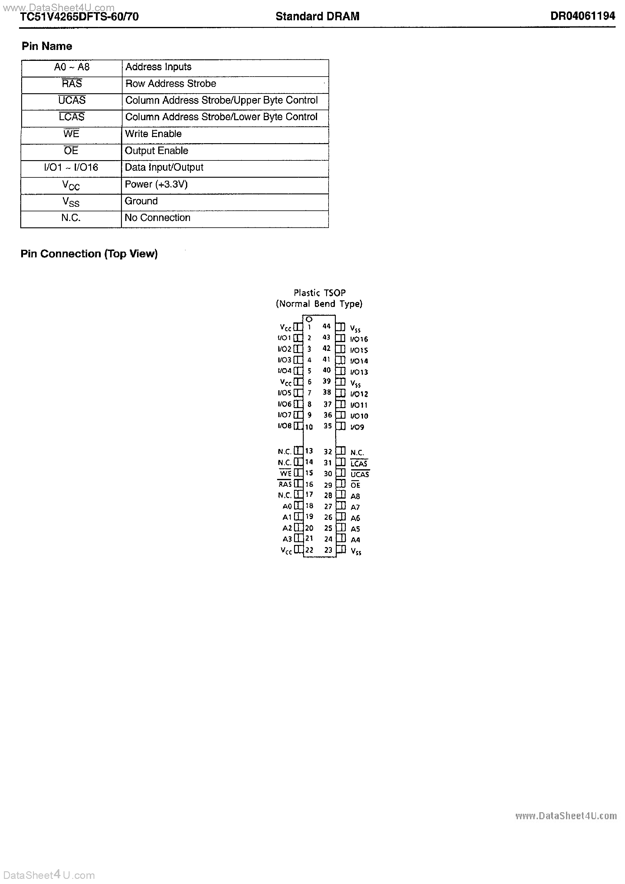 Даташит TC51V4265DFTS - DRAM страница 2