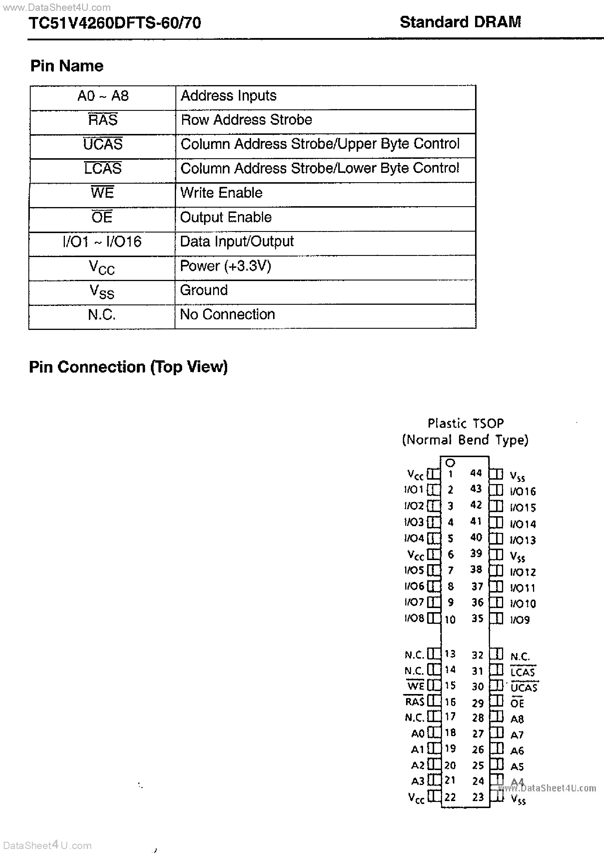 Даташит TC51V4260DFTS - DRAM страница 2