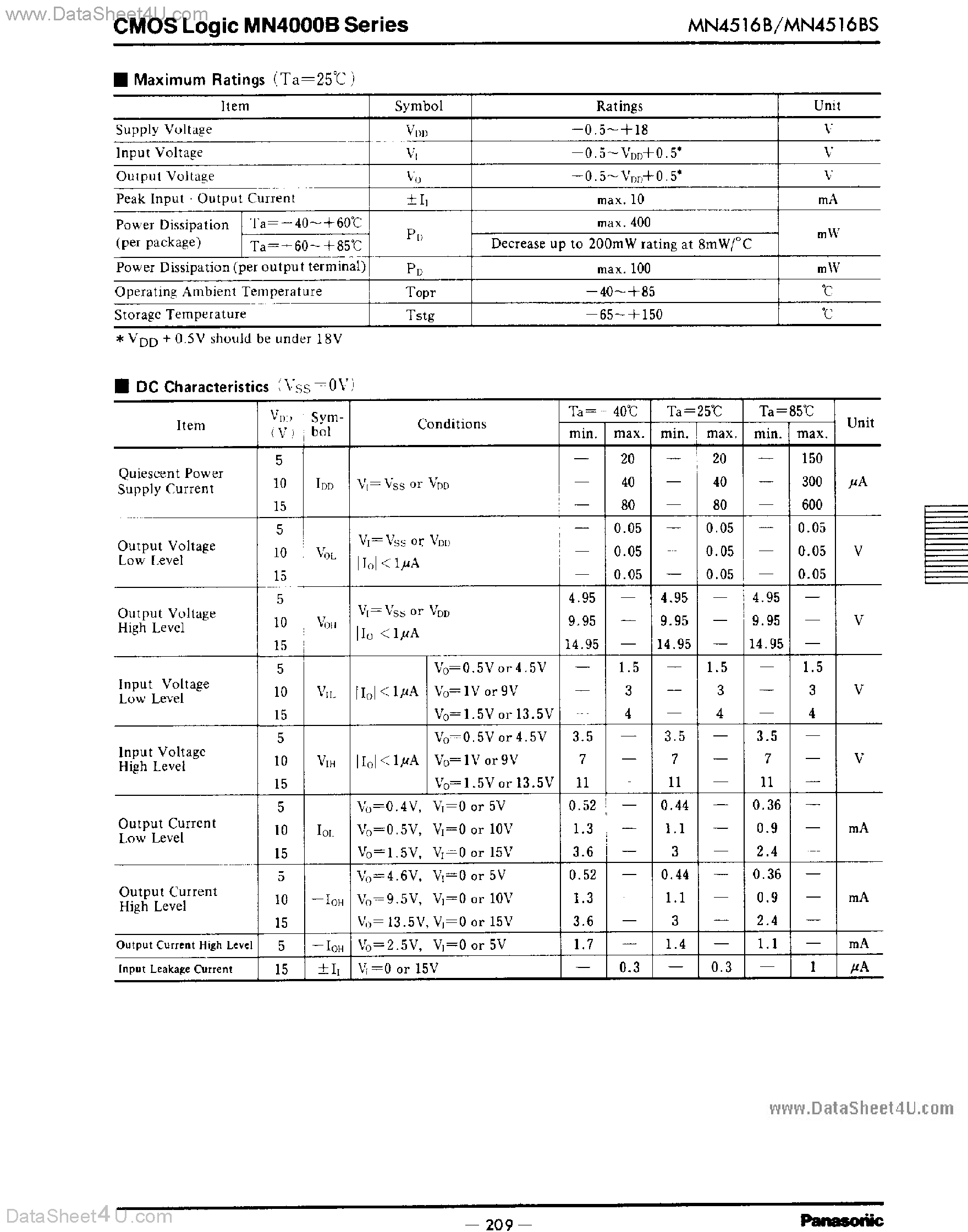 Даташит на микросхему MN4516B страница 2 Даташит MN4516B - 4-Bit Binary Up/Down Counters страница 2