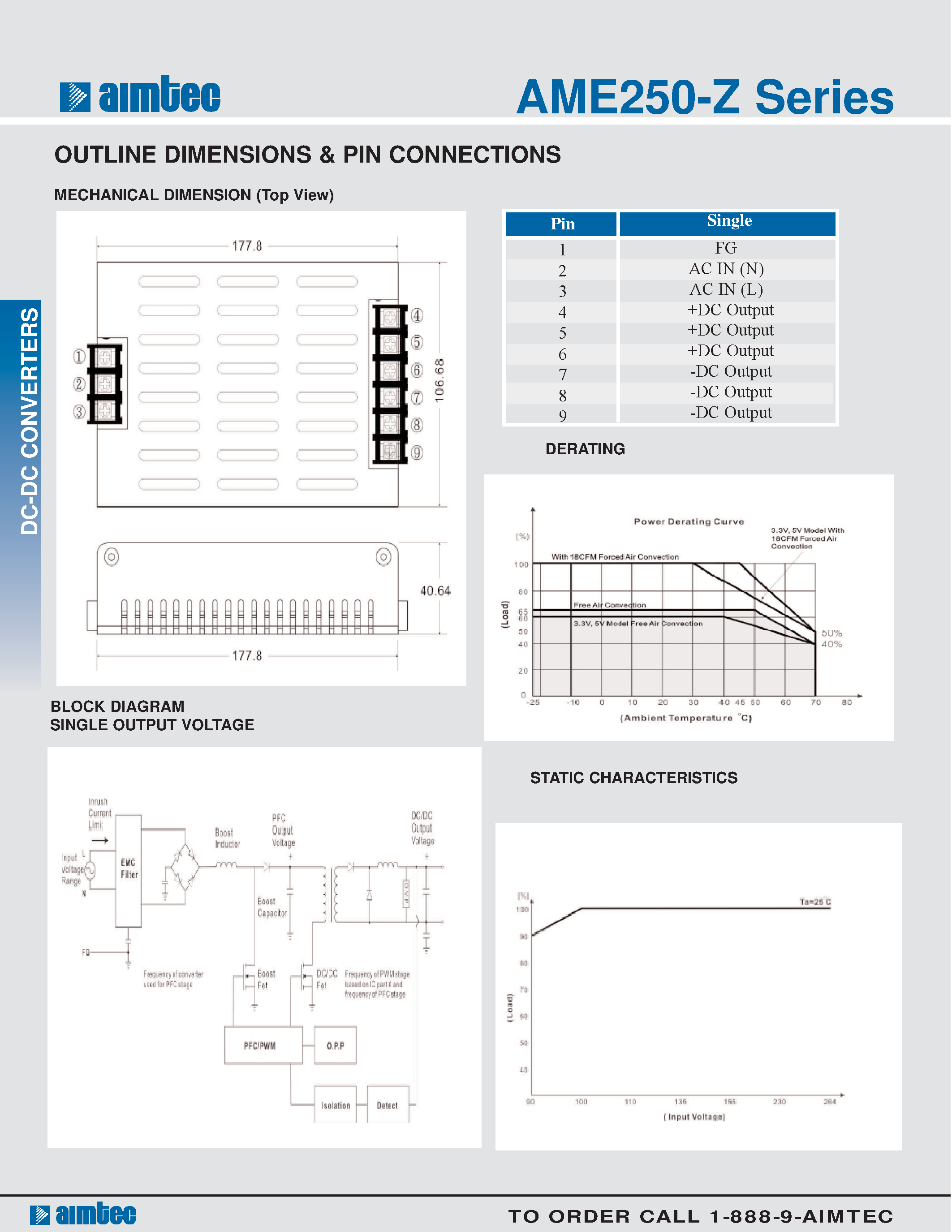 Datasheet AME250-Z page 2 Datasheet AME250-Z - 250 watt ac-dc converter page 2