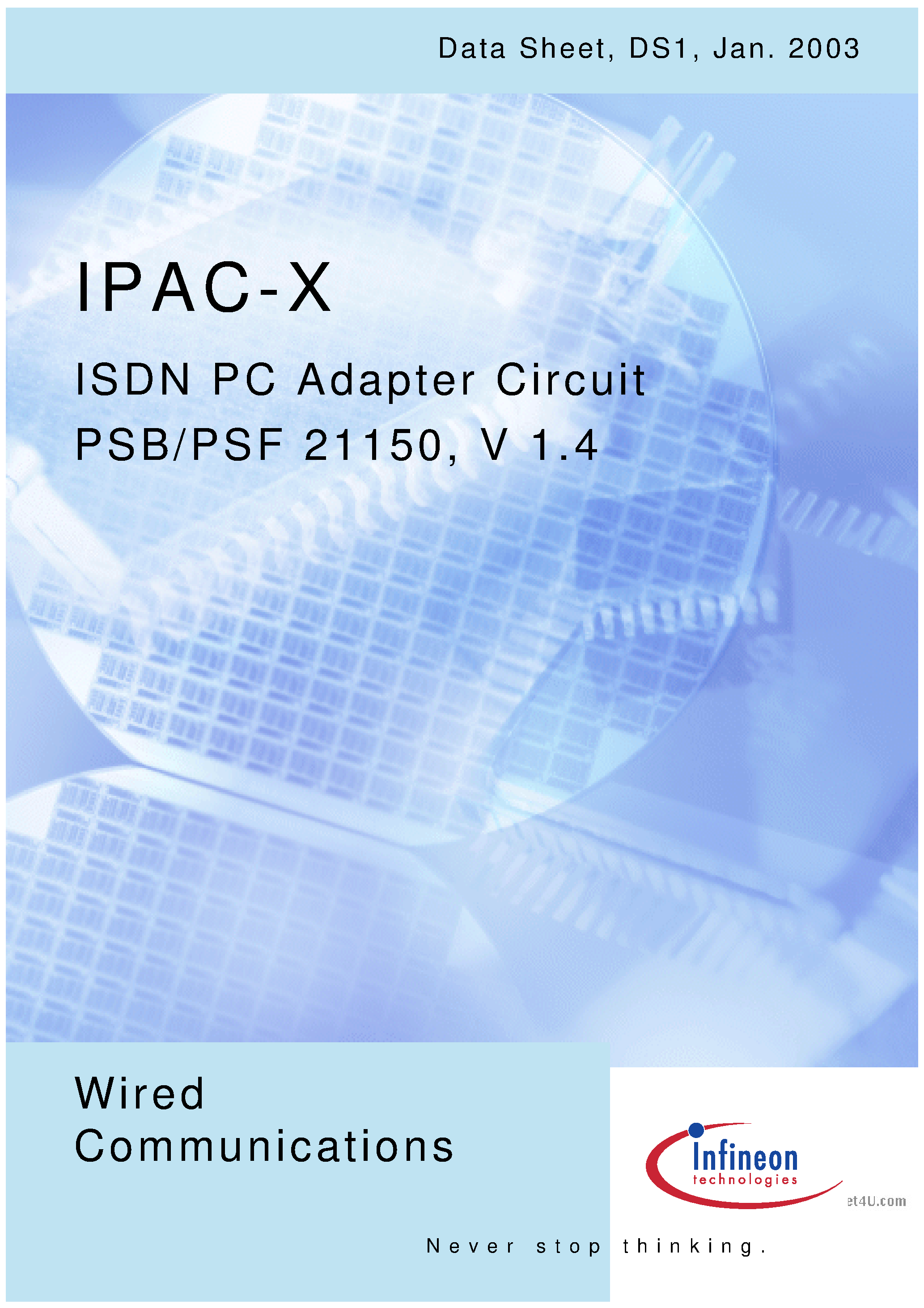 Datasheet PSB21150 V1.4 - ISDN LINE INTERFACE page 1
