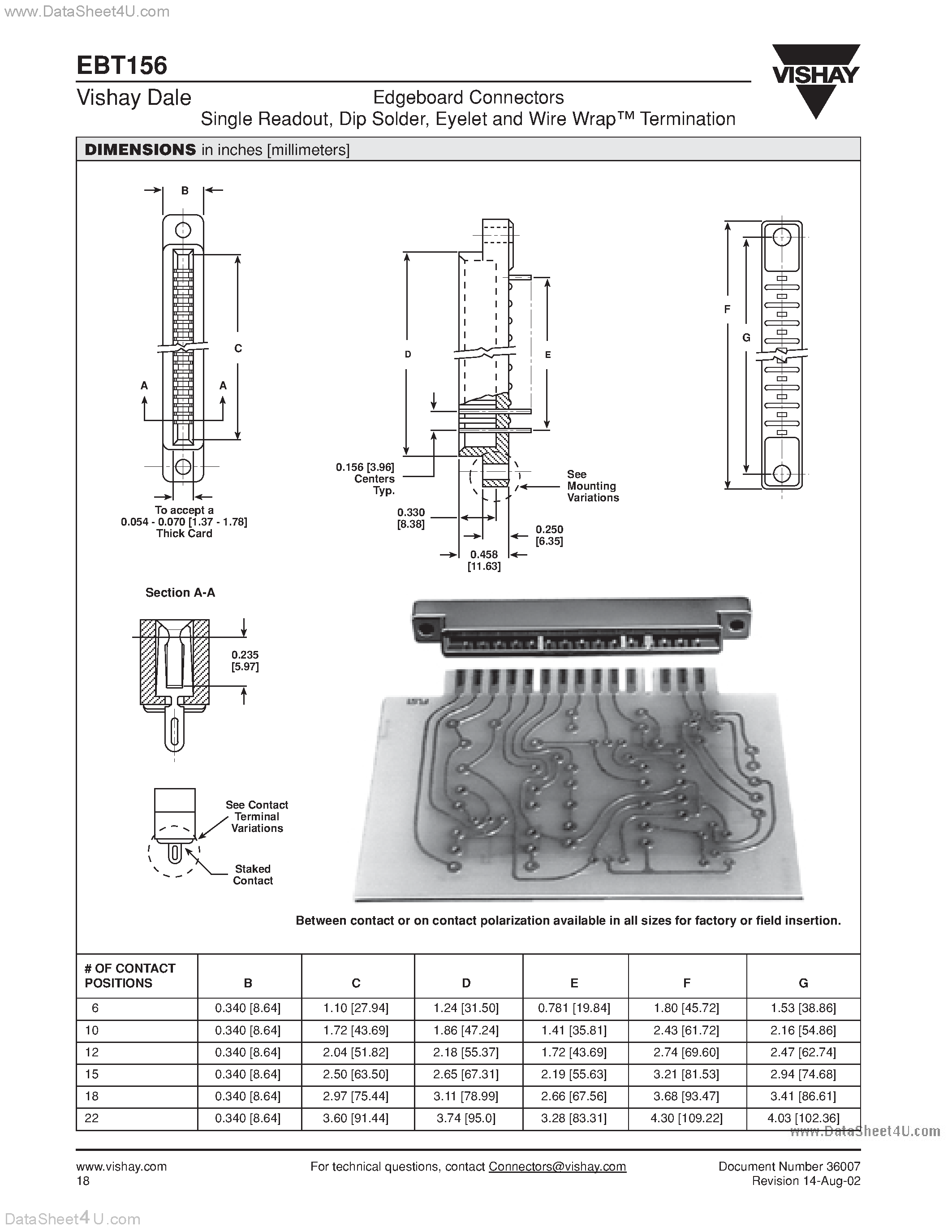 Даташит на микросхему EBT156 страница 2 Даташит EBT156 - Edgeboard Connectors страница 2