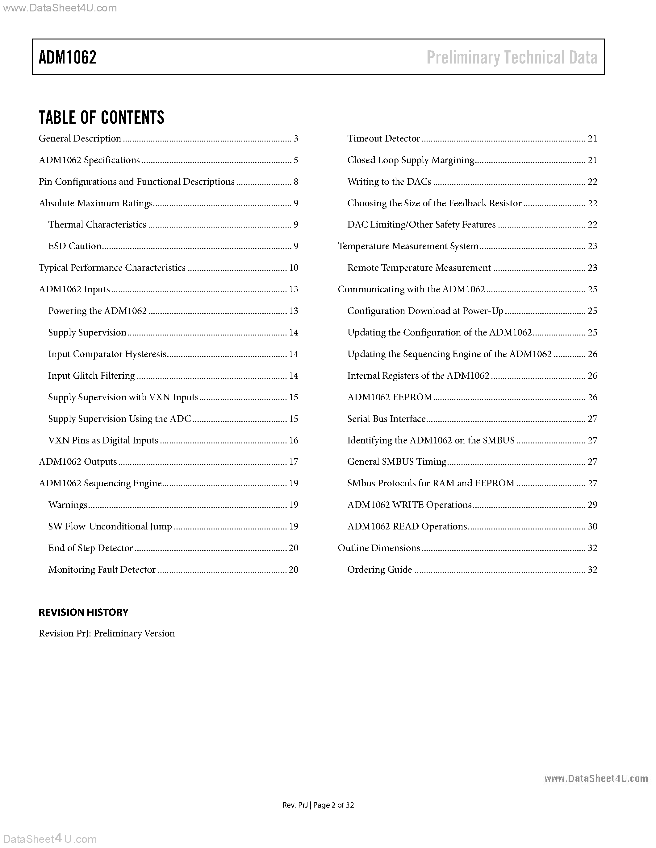 Datasheet ADM1062 - Multisupply Supervisor/Sequencer page 2