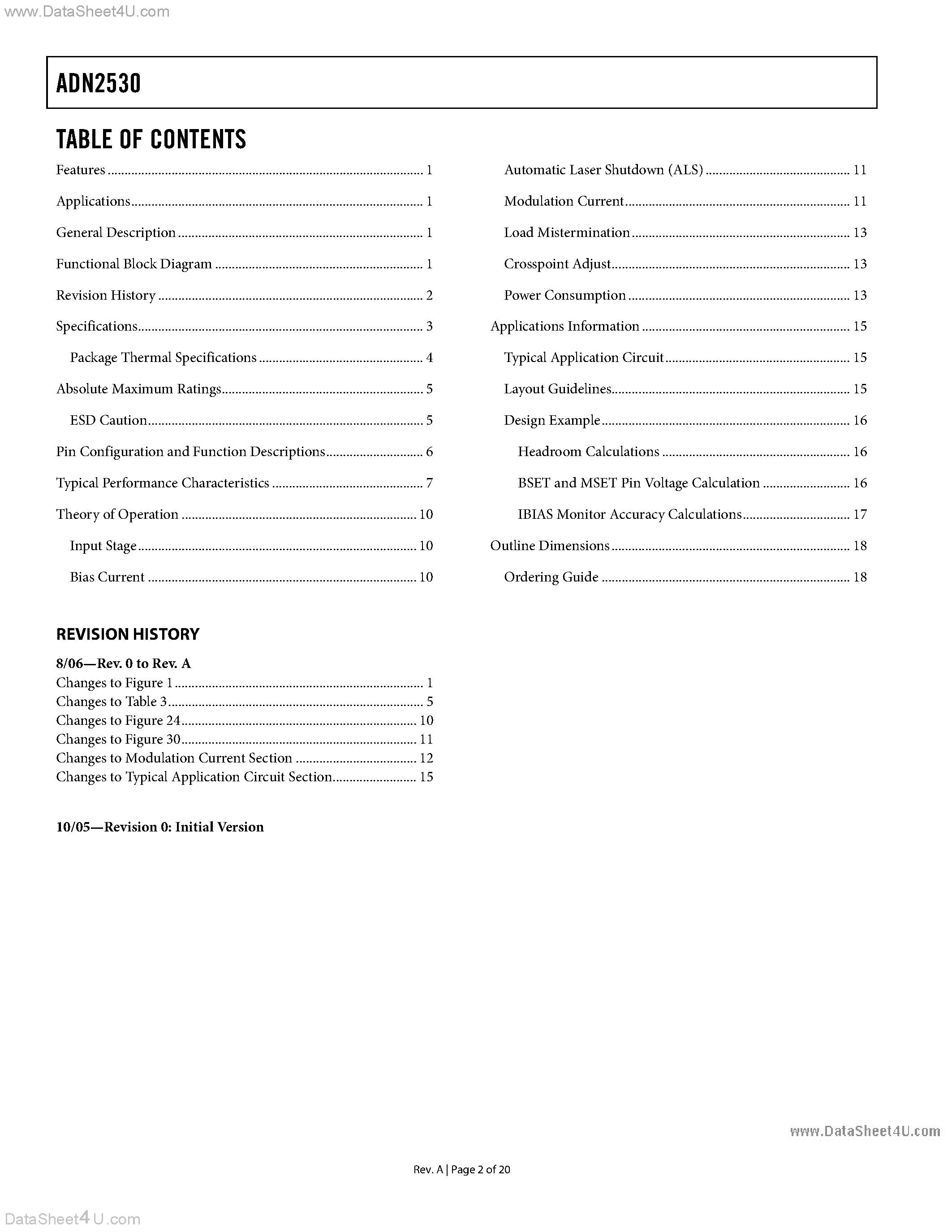 Даташит ADN2530 - 11.3 Gbps Active Back-Termination страница 2
