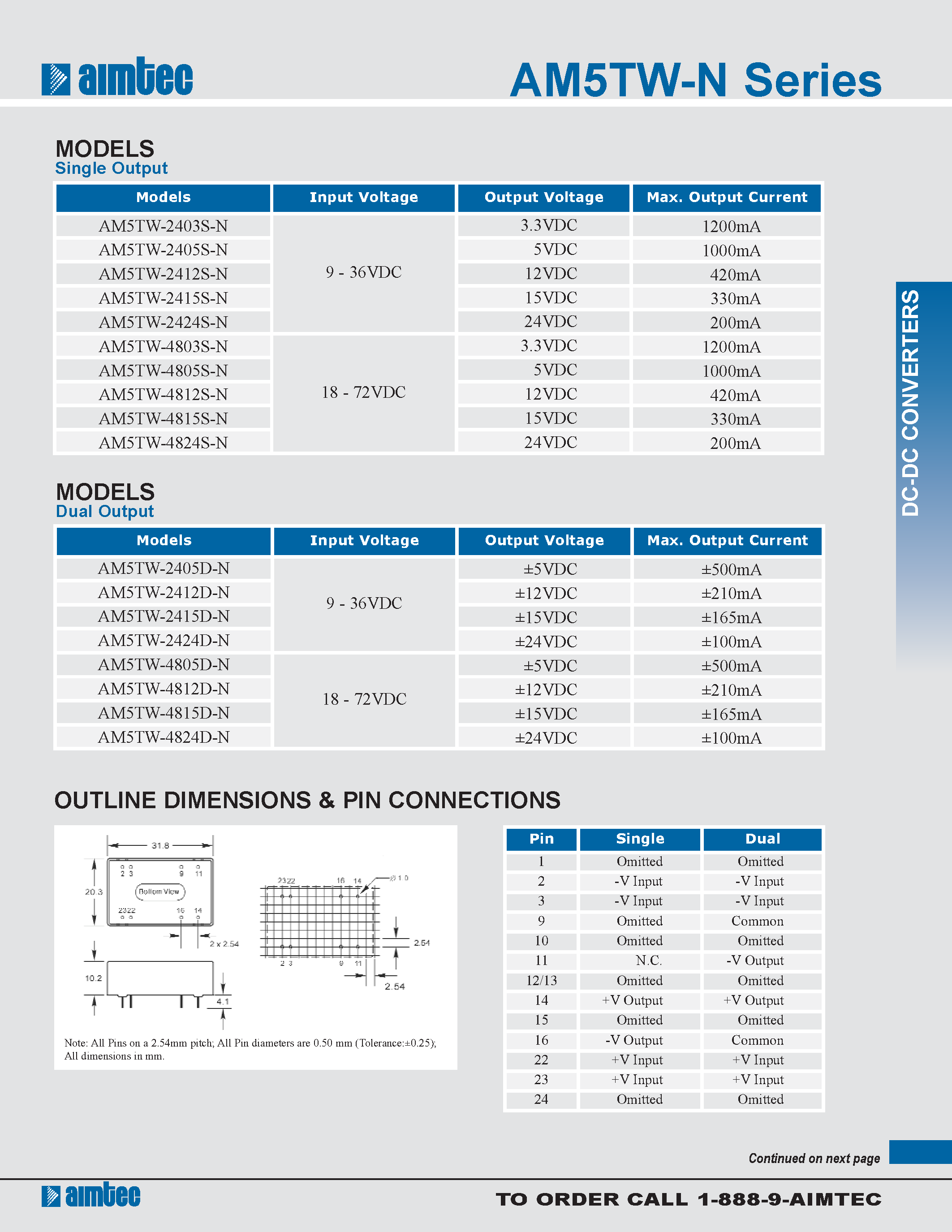 Datasheet AM5TW-N page 2 Datasheet AM5TW-N - 5 watt dc-dc converters page 2