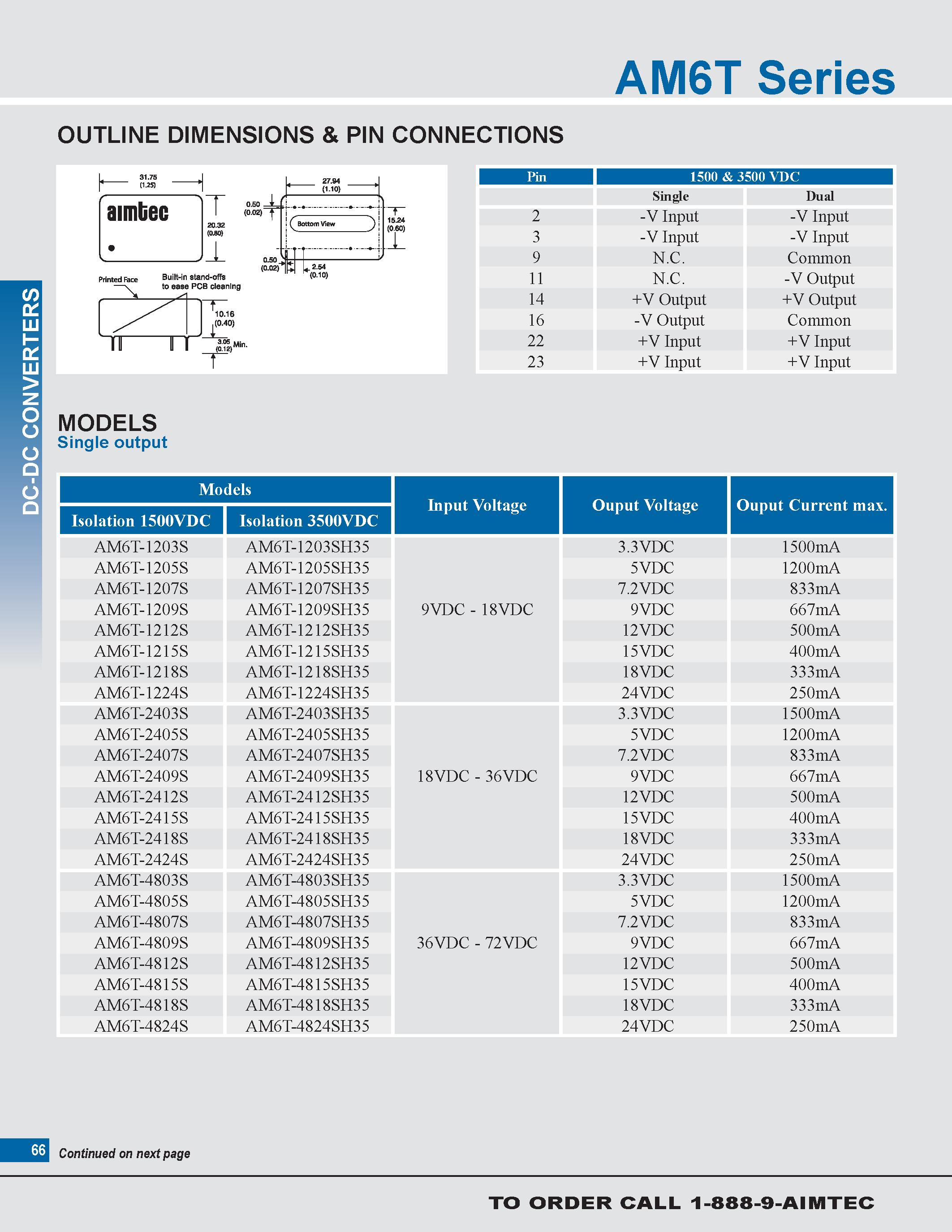 Datasheet AM6T - 6 watt dc-dc converters page 2