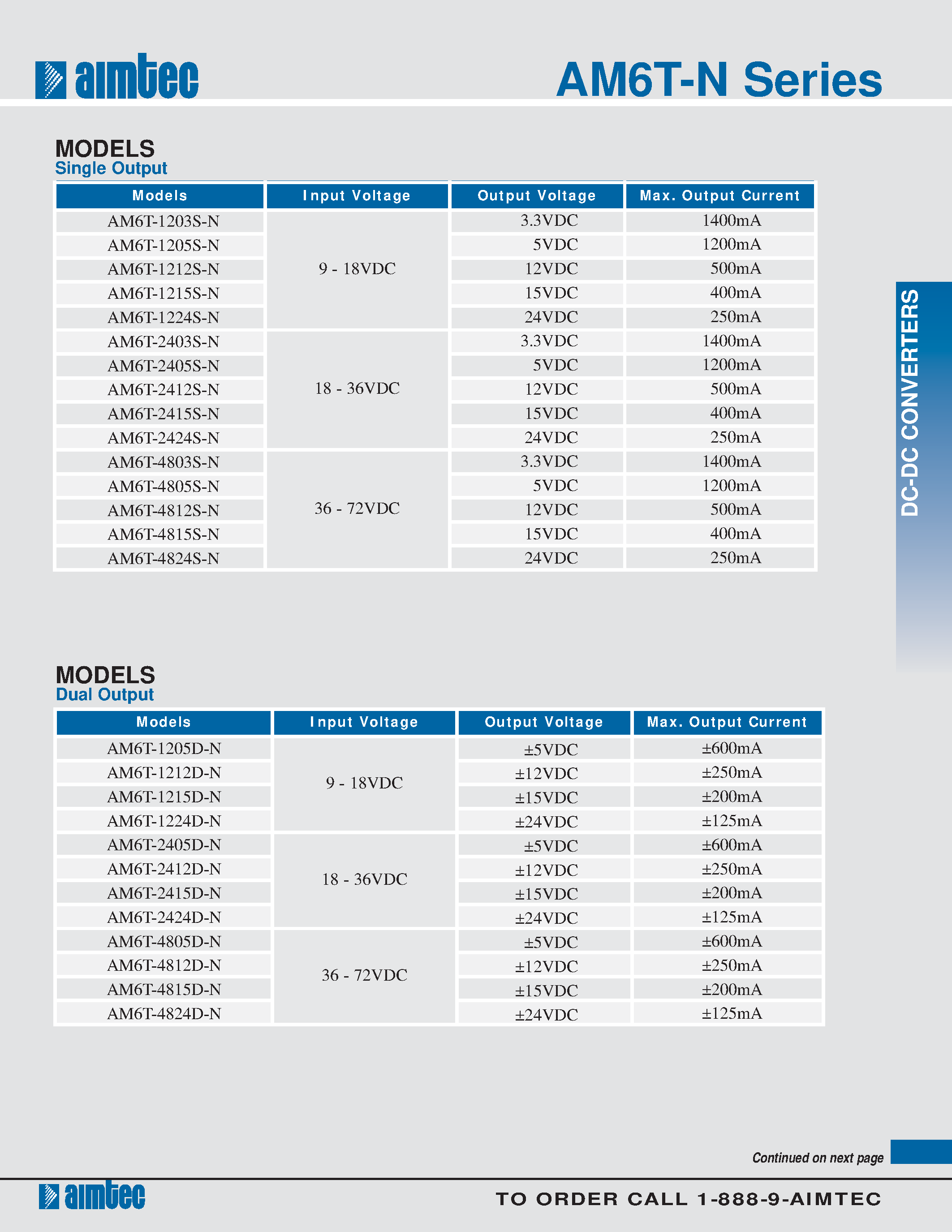 Datasheet AM6T-N - 6 watt dc-dc converters page 2