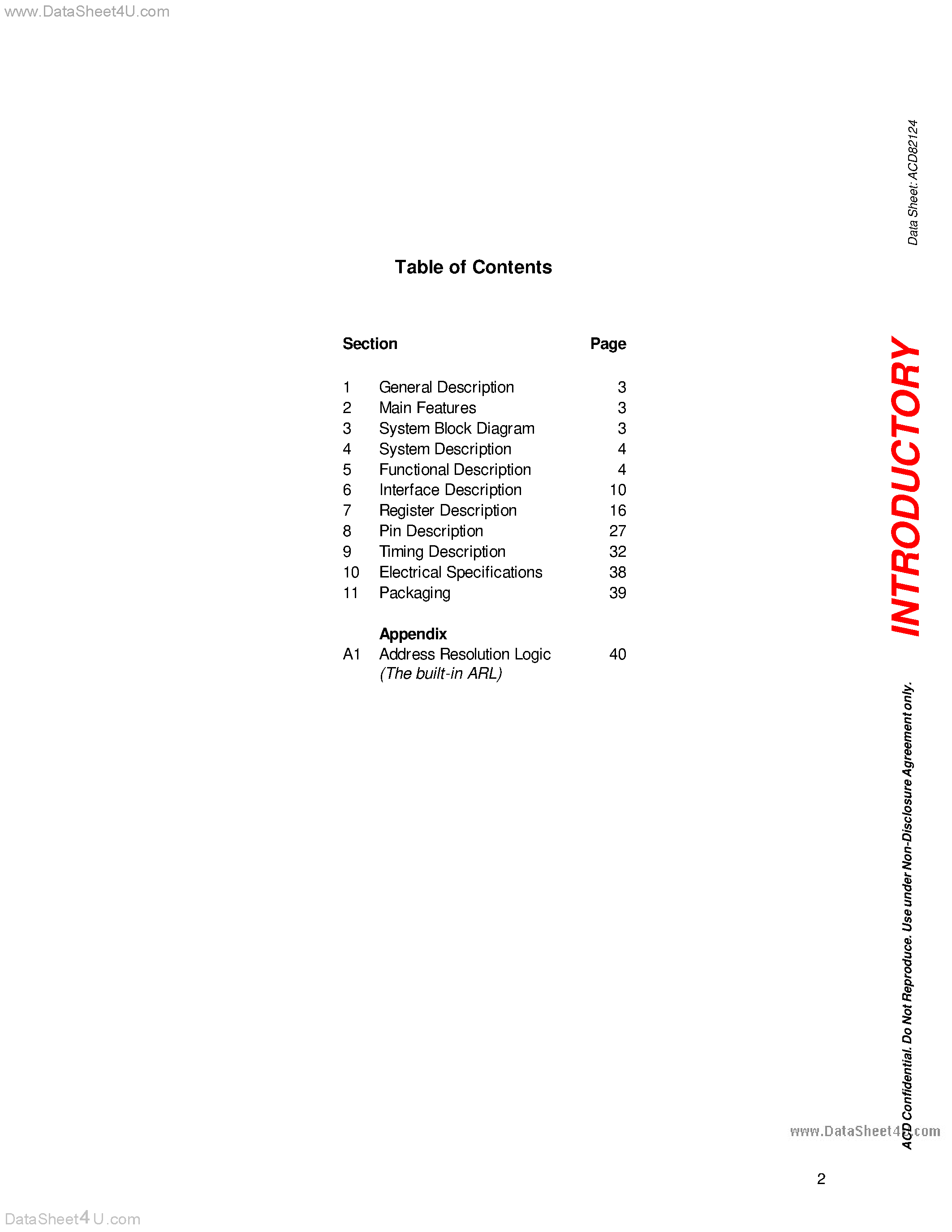 Datasheet ADC82124 - 24 Ports 10/100 Fast Ethernet Switch Controller page 2