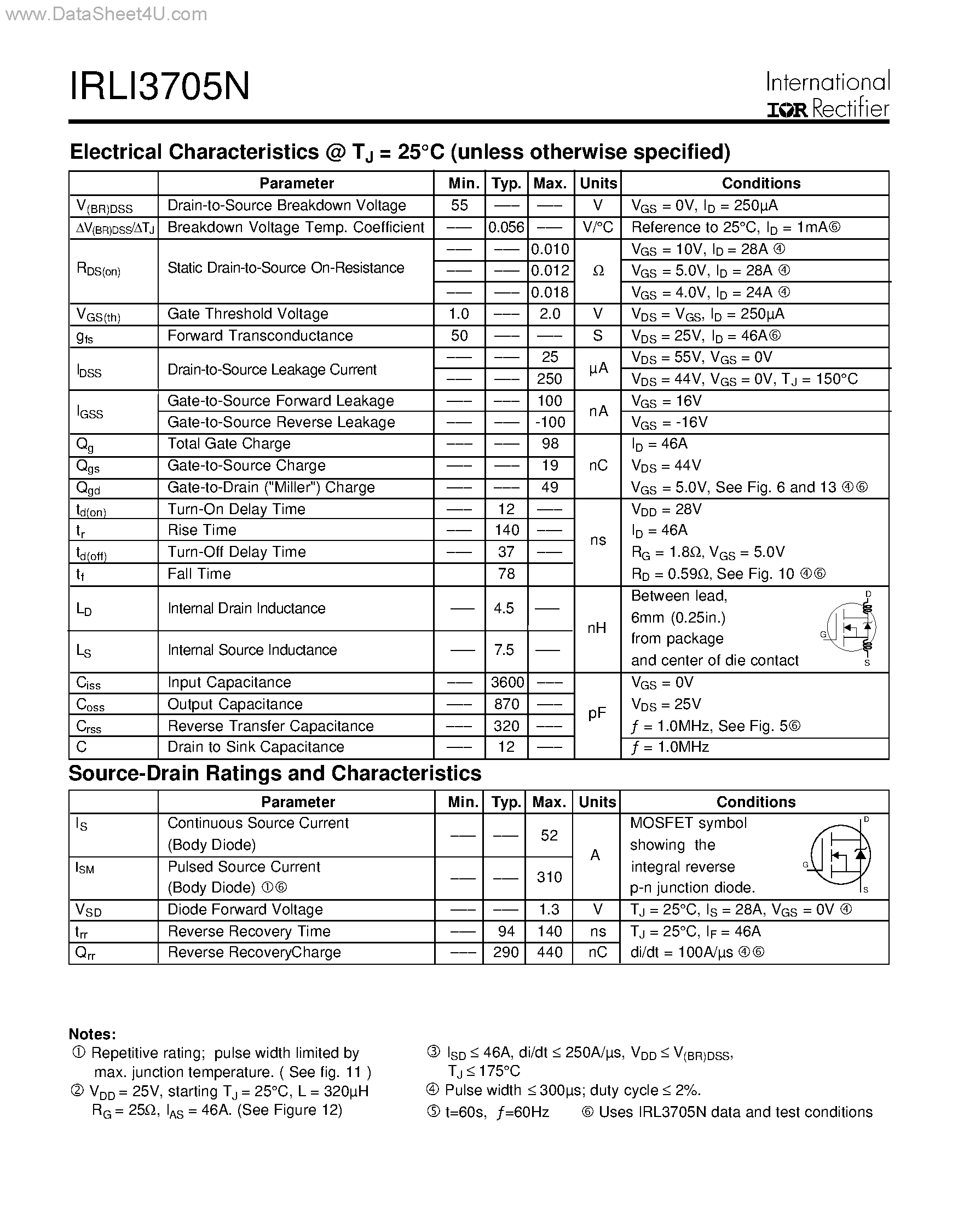 Datasheet IRLI3705N - HEXFET Power MOSFET page 2