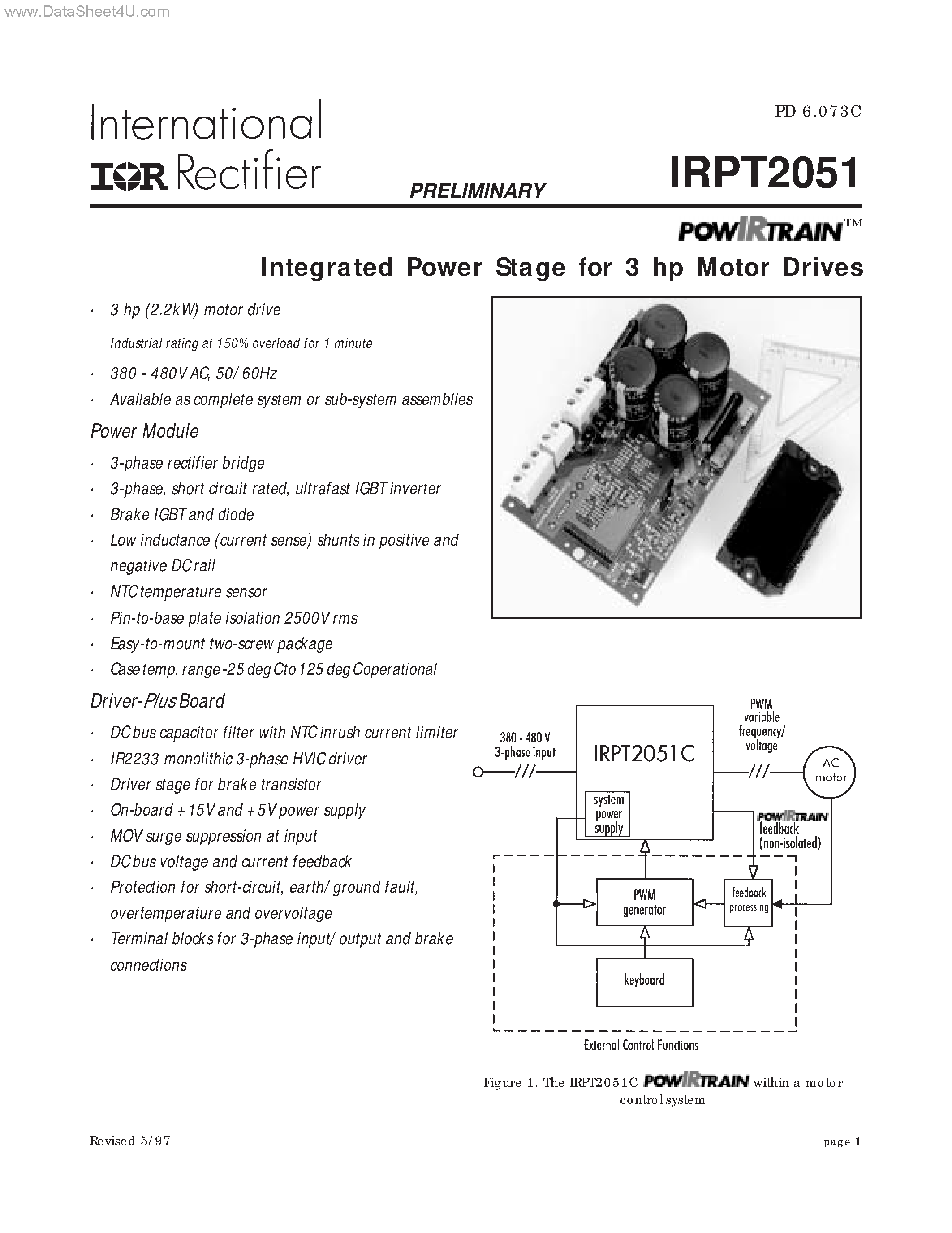 Datasheet IRPT2051 - Integrated Power Stage page 1