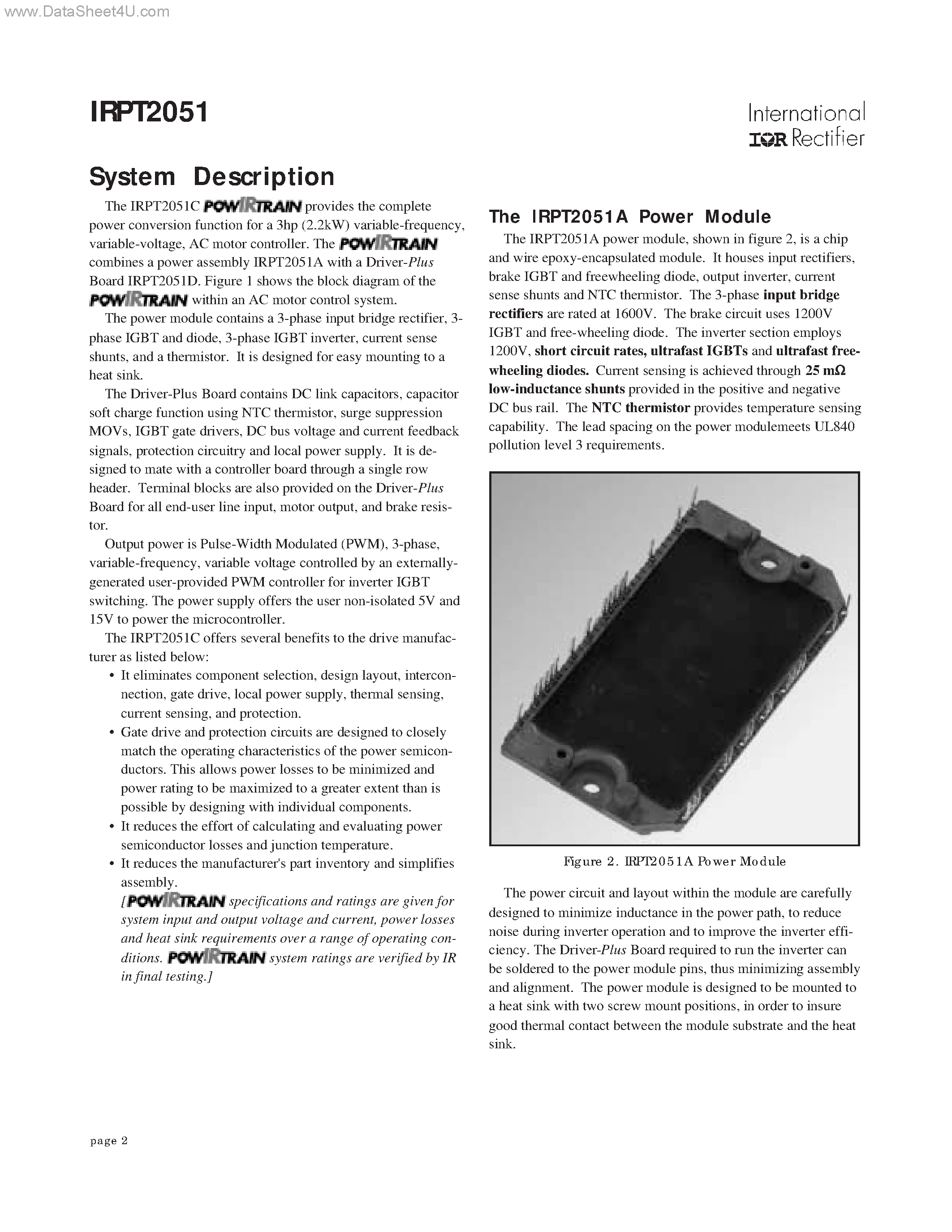 Datasheet IRPT2051 - Integrated Power Stage page 2