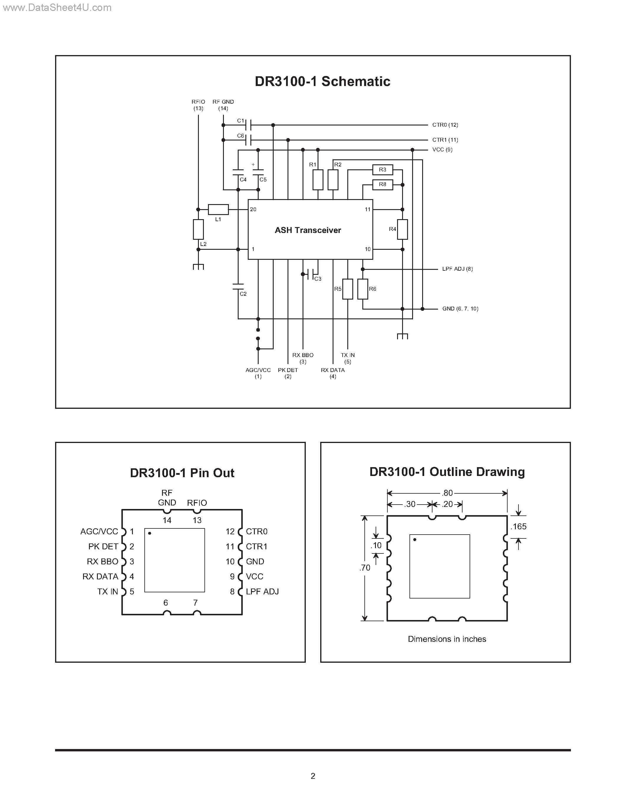 Даташит DR3100-1 - 433.92 MHz Transceiver Module страница 2