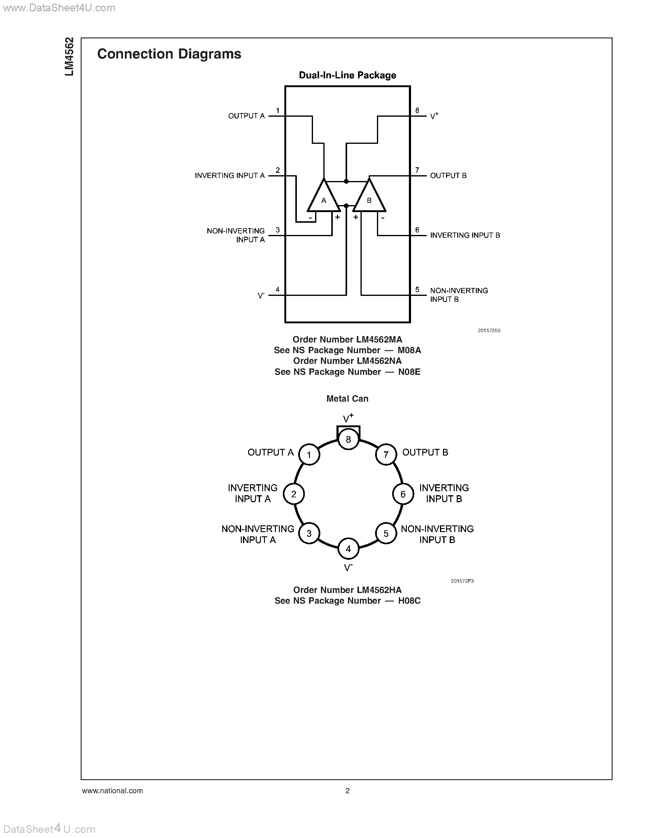 Datasheet LM4562 page 2 Datasheet LM4562 - High Fidelity Audio Operational Amplifier page 2