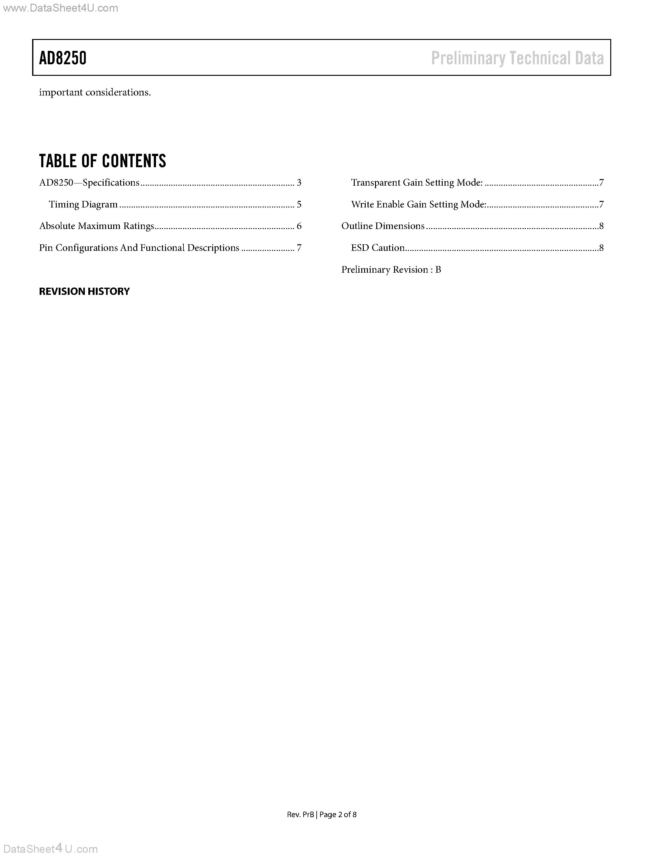 Datasheet AD8250 - programmable instrumentation amplifier page 2