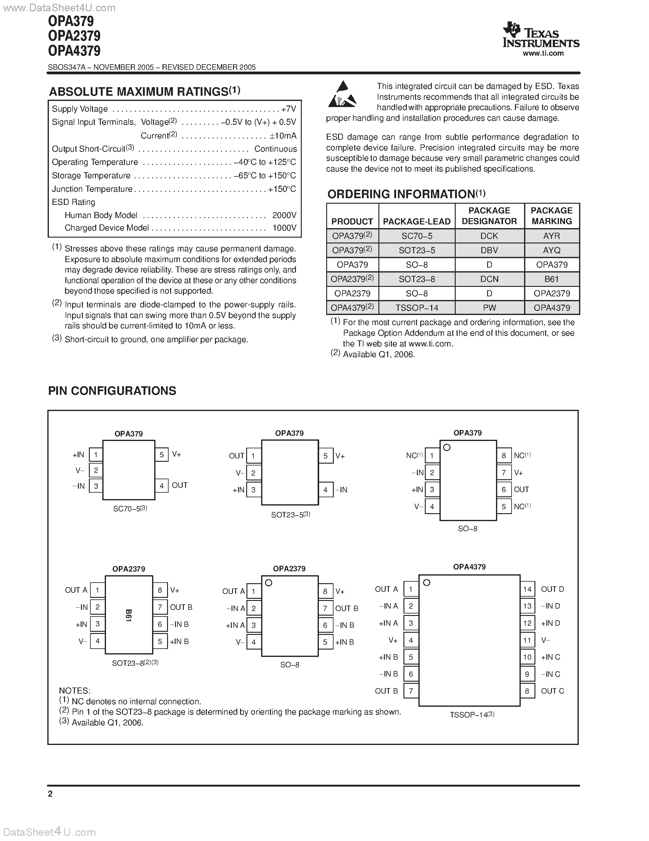 Datasheet OPA2379 - (OPAx379) Rail-to-Rail I/O OPERATIONAL AMPLIFIERS page 2