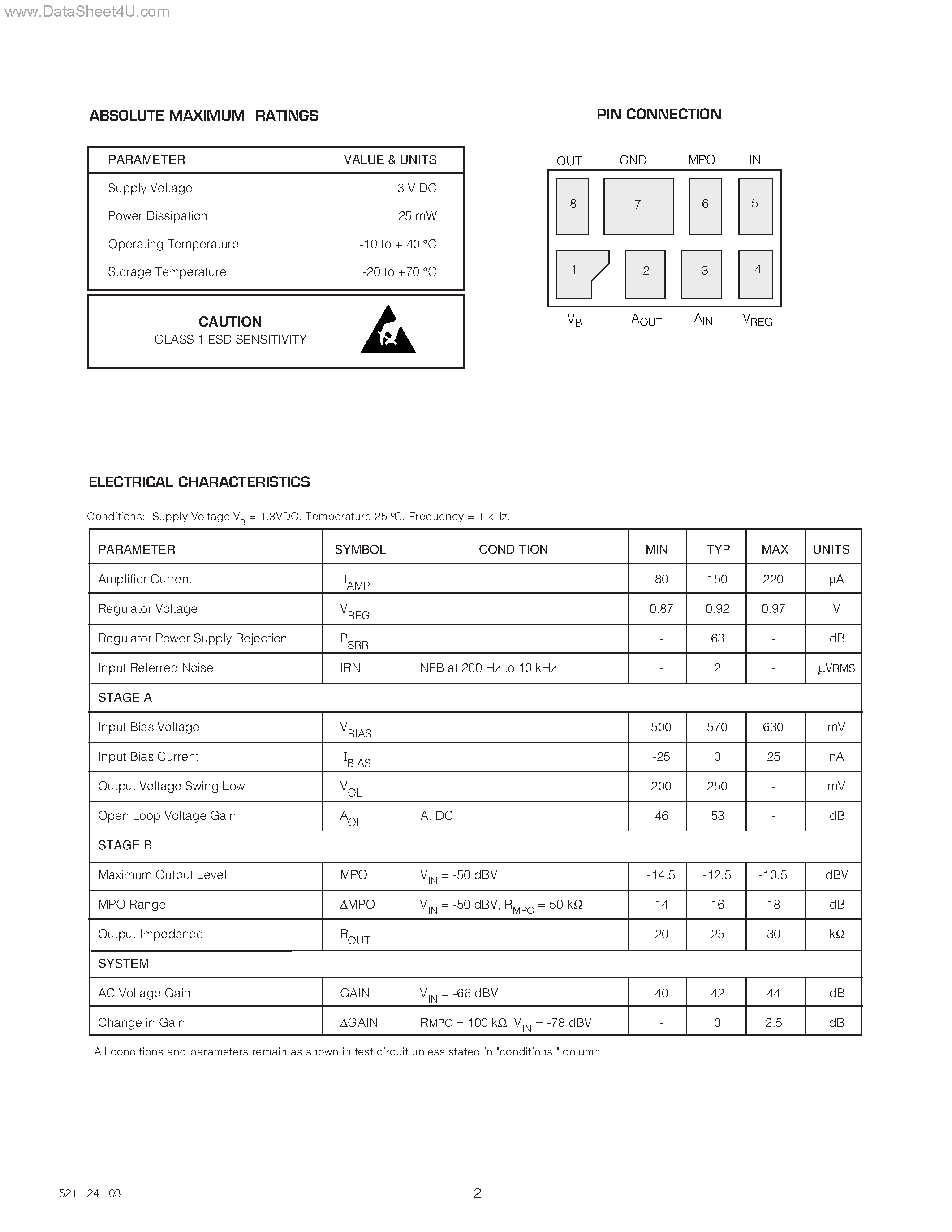 Даташит на микросхему GS3024A страница 2 Даташит GS3024A - CLASS D HYBRID страница 2