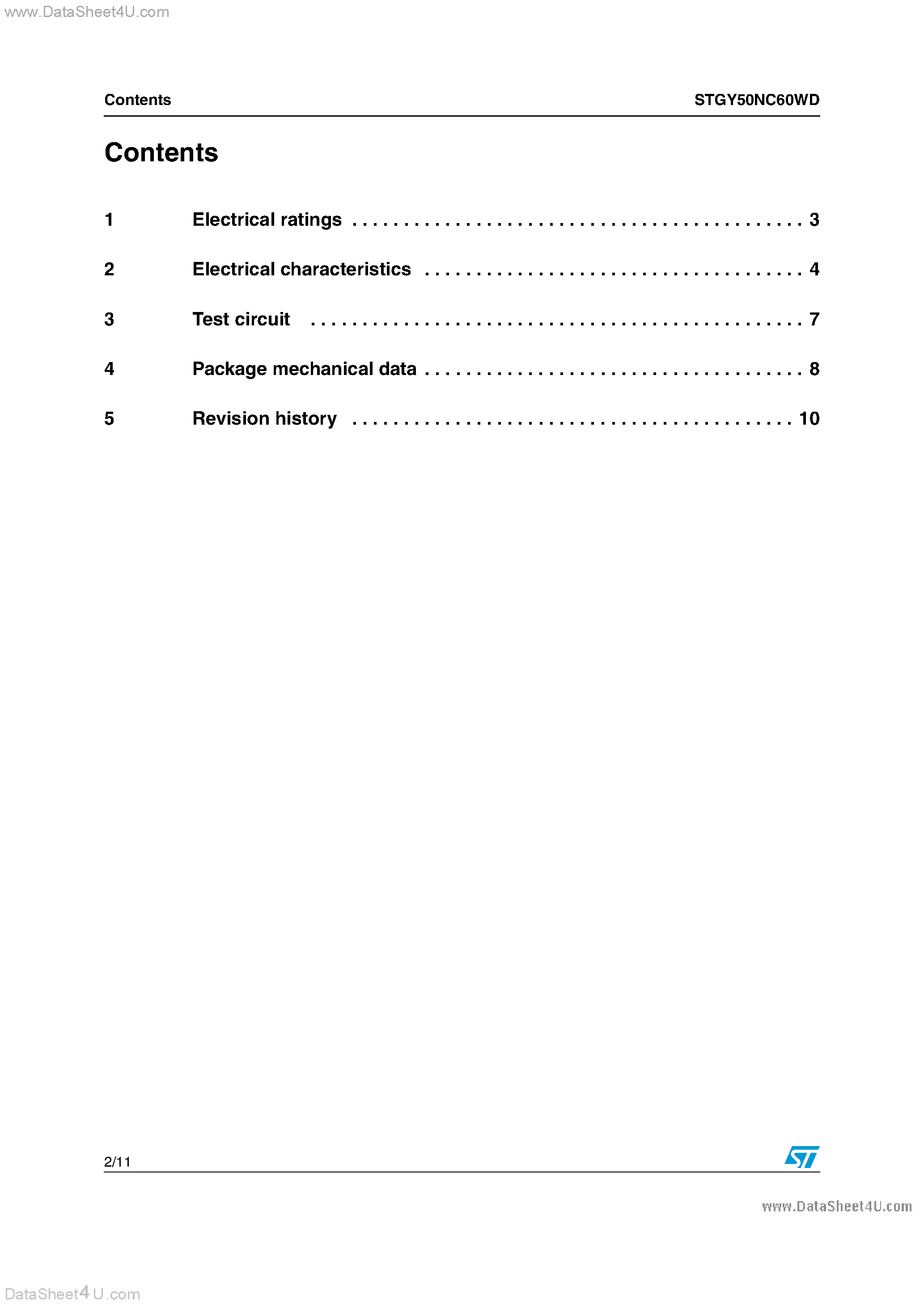 Datasheet STGY50NC60WD - N-Channel IGBT page 2