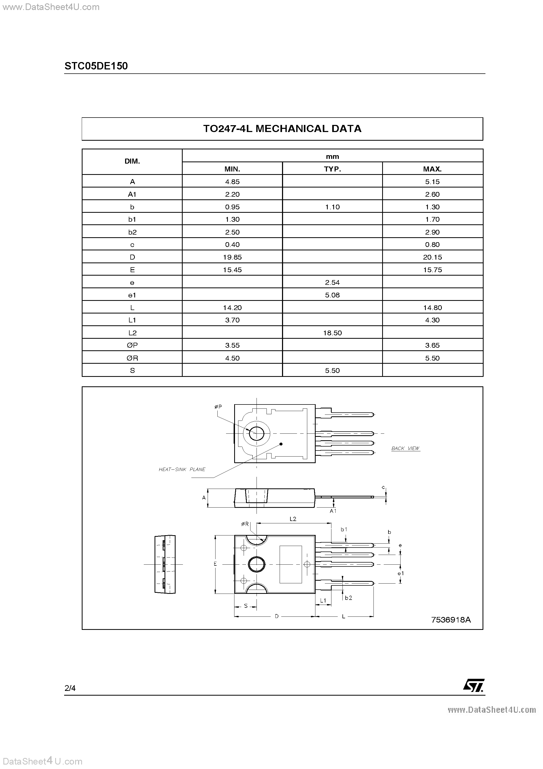 Datasheet STC05DE150 page 2 Datasheet STC05DE150 - HYBRID EMITTER SWITCHED BIPOLAR TRANSISTOR page 2