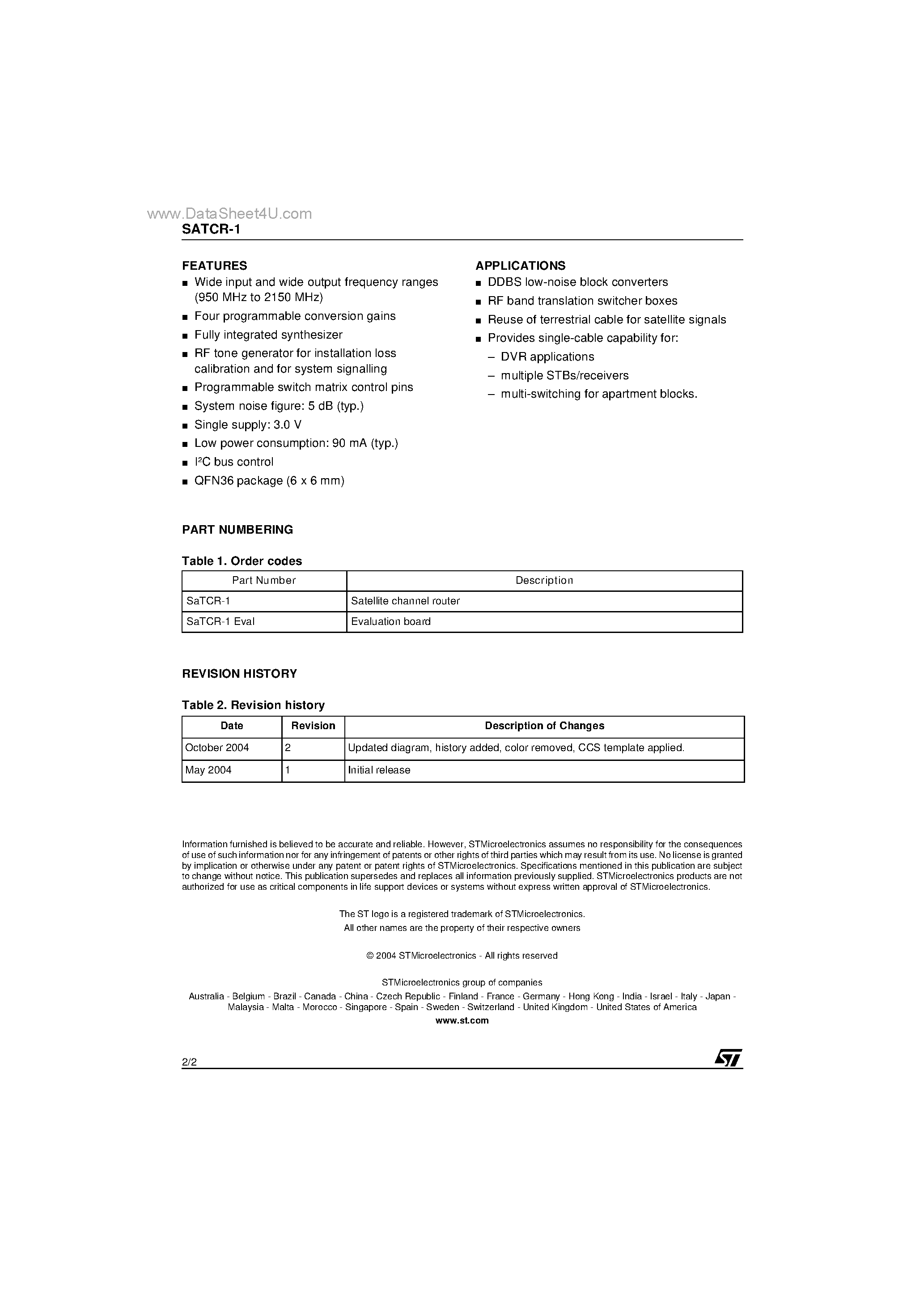 Datasheet SATCR-1 - Satellite channel router page 2