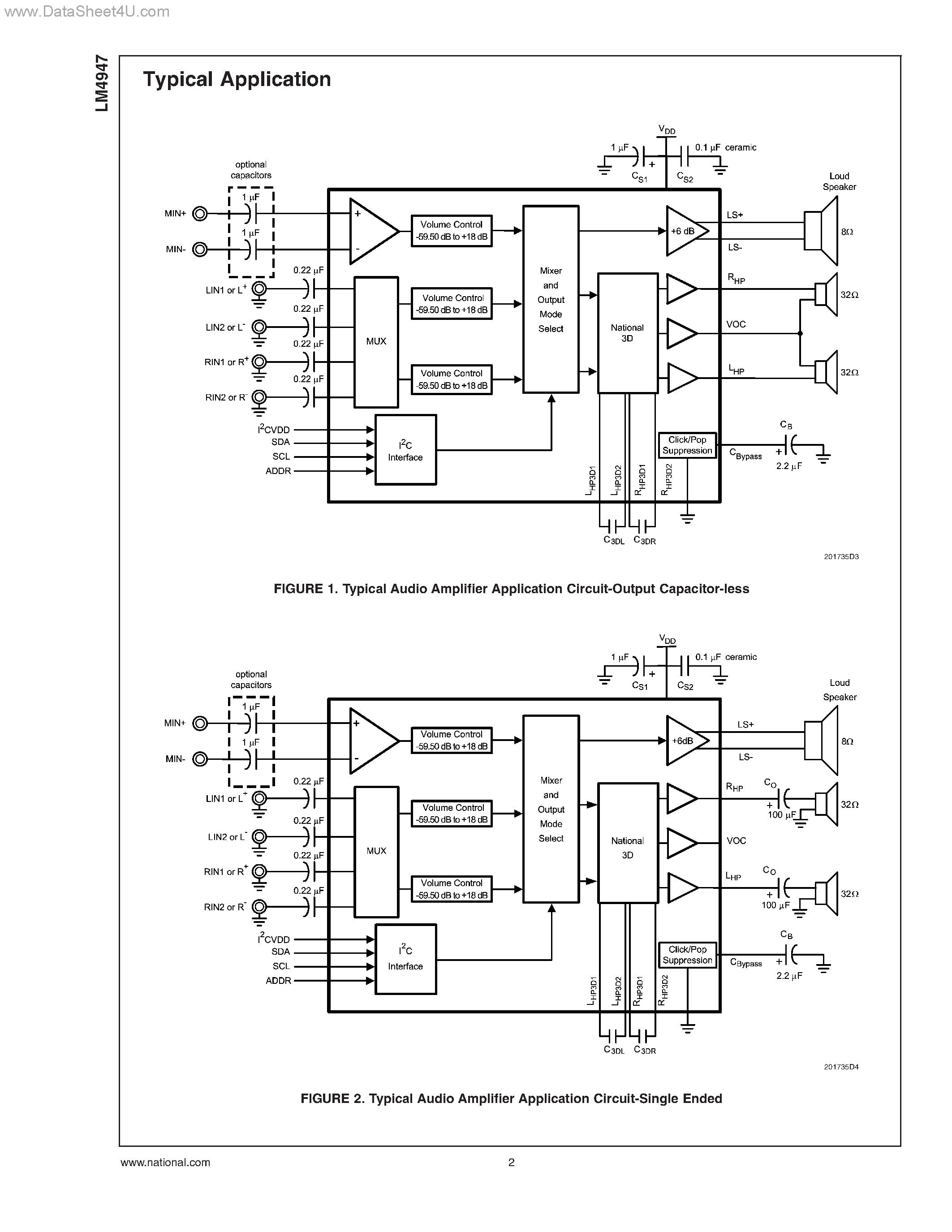 Даташит на микросхему LM4947 страница 2 Даташит LM4947 - Mono Class D and Stereo Audio Subsystem страница 2
