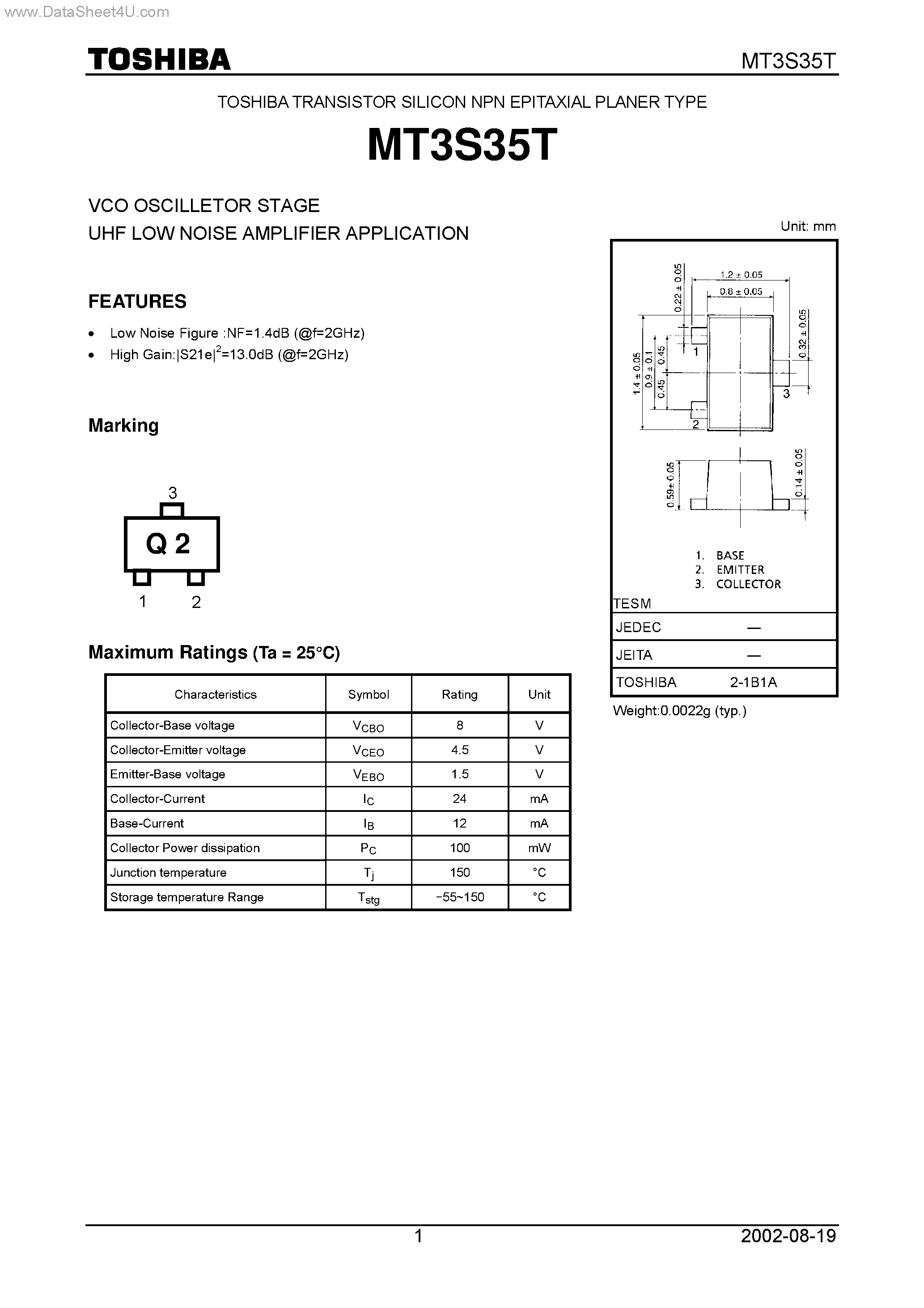 Datasheet MT3S35T page 1 Datasheet MT3S35T - CMOS ST-BUS Family Multiple Rate Digital Switch page 1