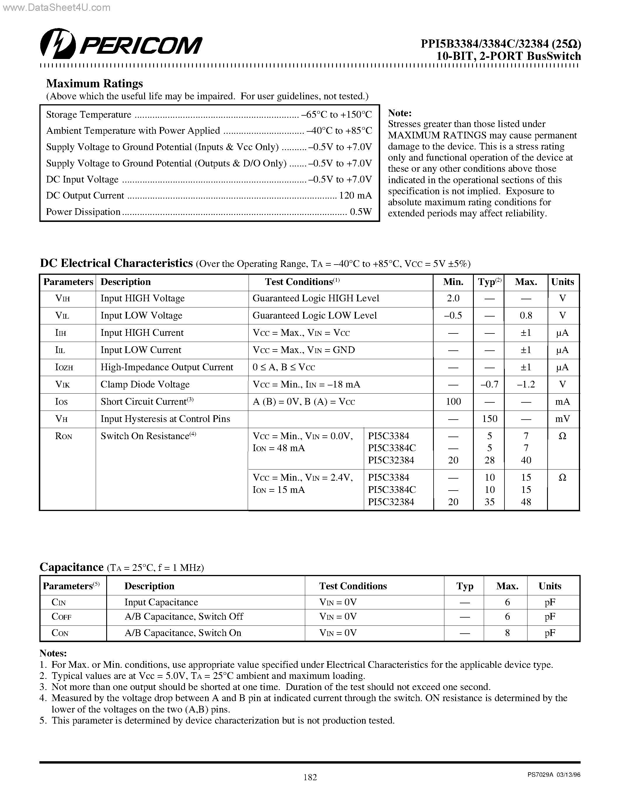 Datasheet PI5C32384 - (PI5C32384 / PI5C3384) 2-Port BusSwitch page 2