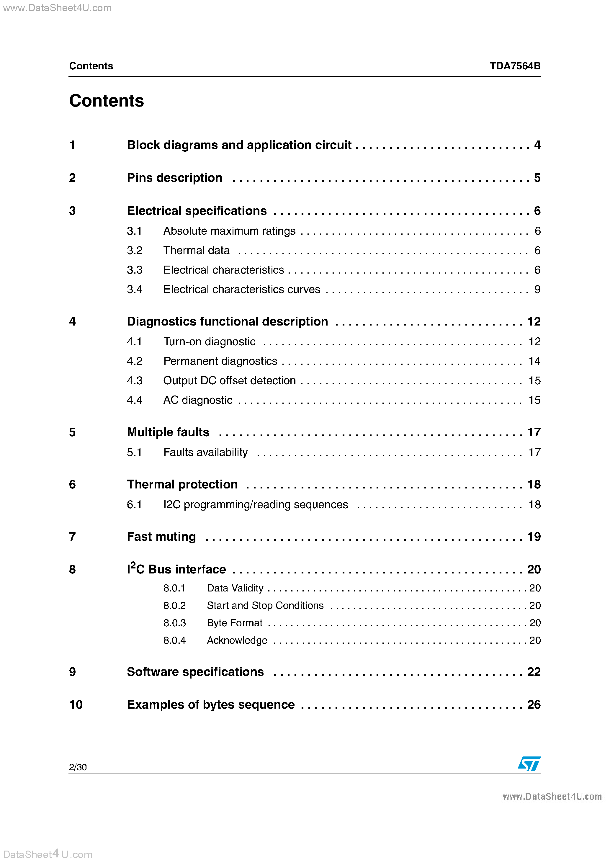 Datasheet TDA7564B - Multifunction Quad Power Amplifier page 2
