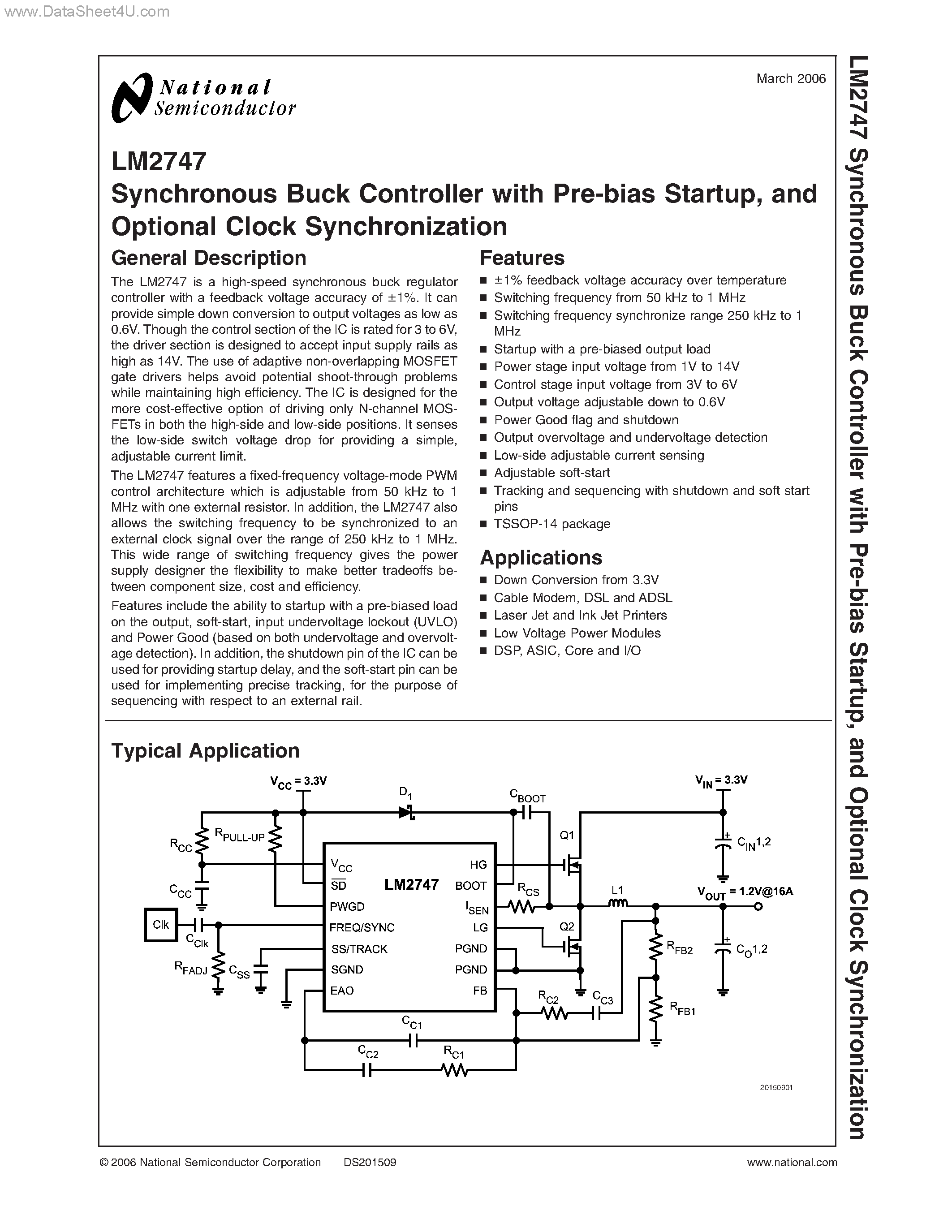 Datasheet LM2747 - Synchronous Buck Controller page 1