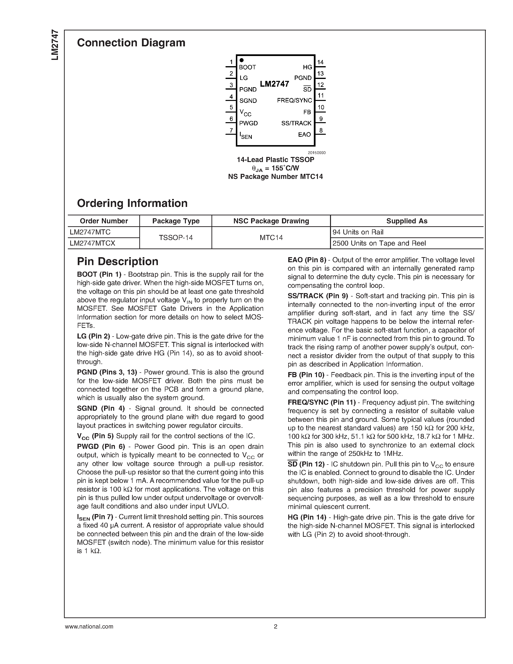Datasheet LM2747 - Synchronous Buck Controller page 2