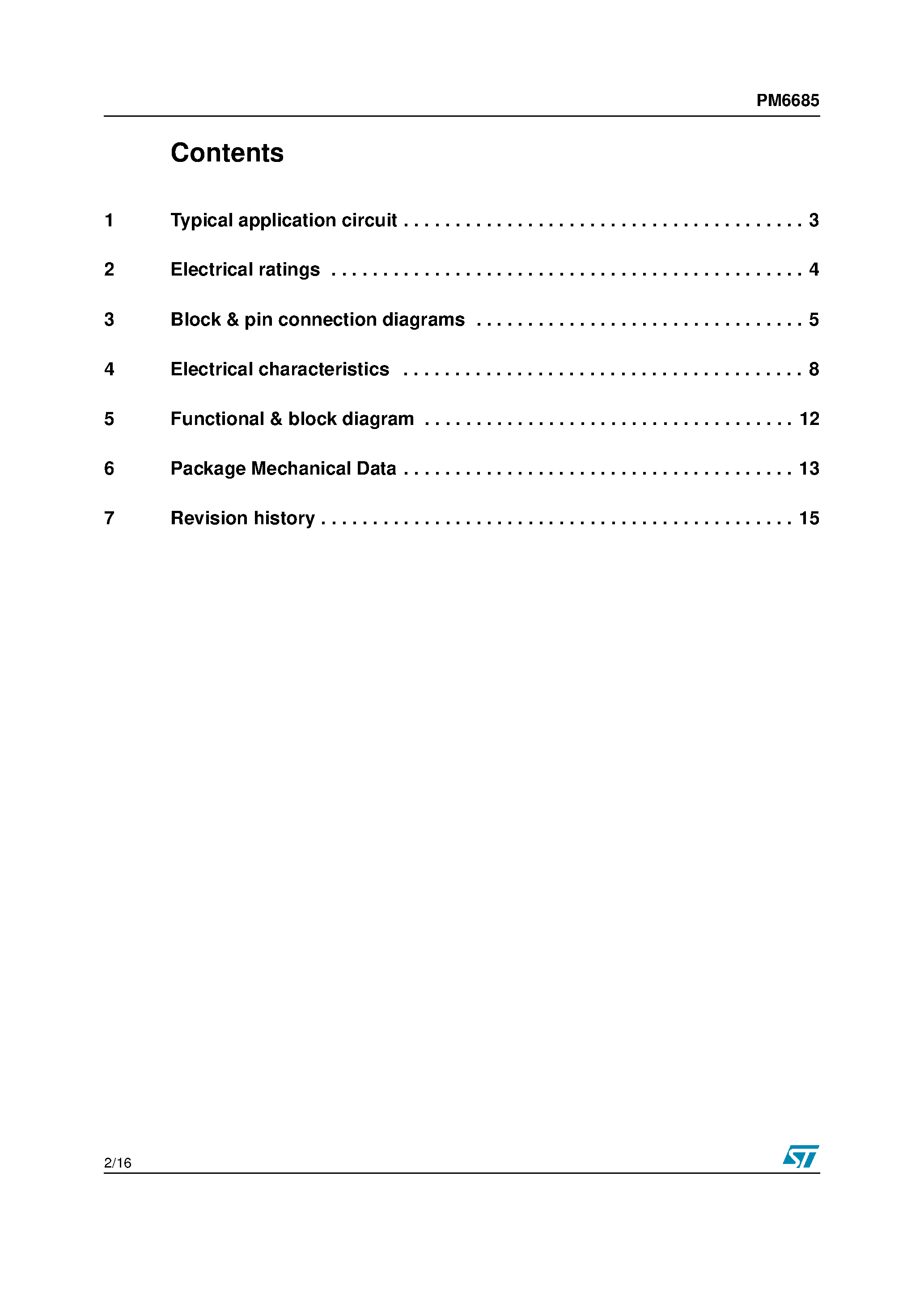 Datasheet PM6685 page 2 Datasheet PM6685 - DUAL STEP-DOWN CONTROLLER page 2