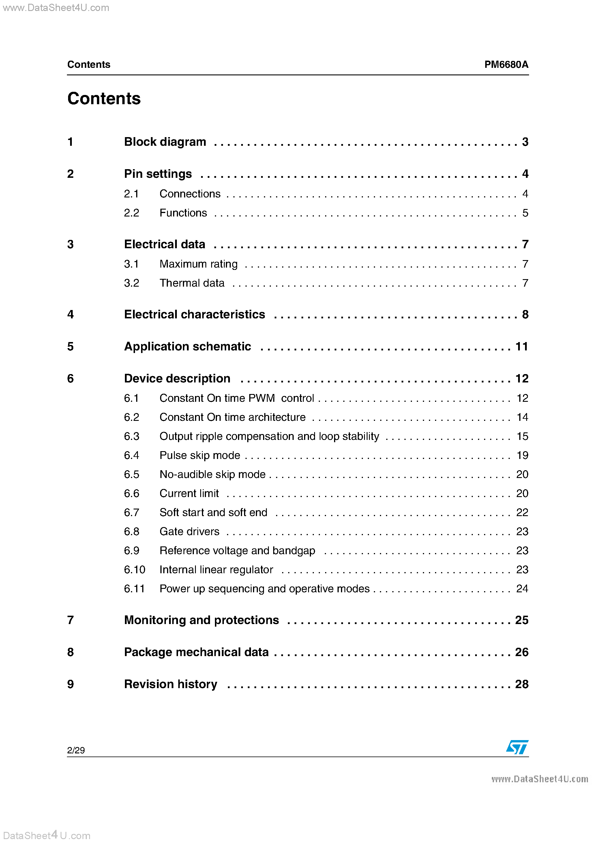 Datasheet PM6680A page 2 Datasheet PM6680A - DUAL STEP-DOWN CONTROLLER page 2