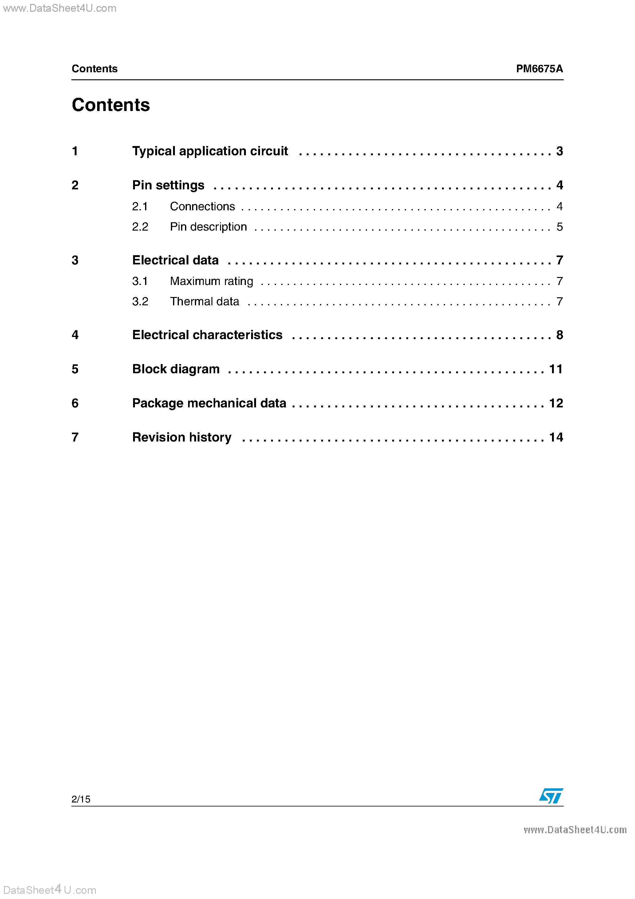 Datasheet PM6675A page 2 Datasheet PM6675A - High Efficiency Step Down Controller page 2
