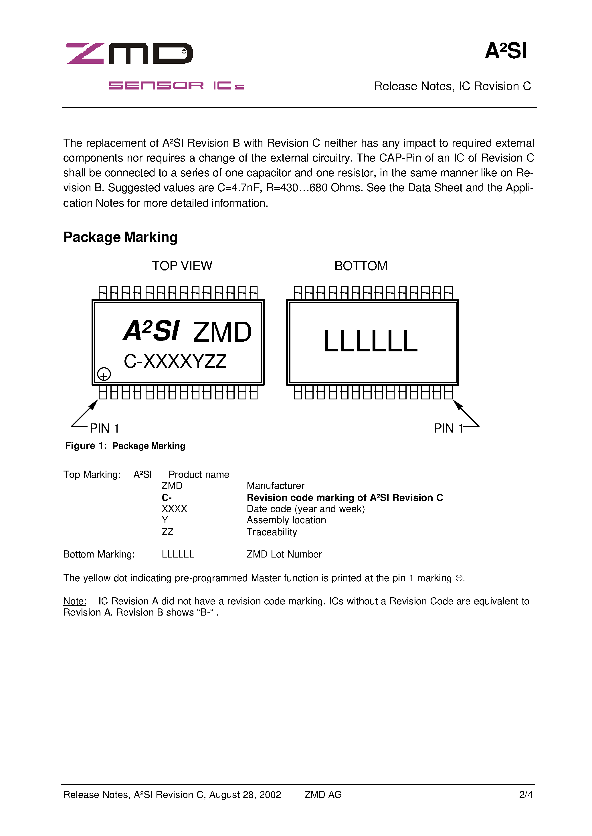 Даташит A2SI - Release Notes IC Revision C страница 2
