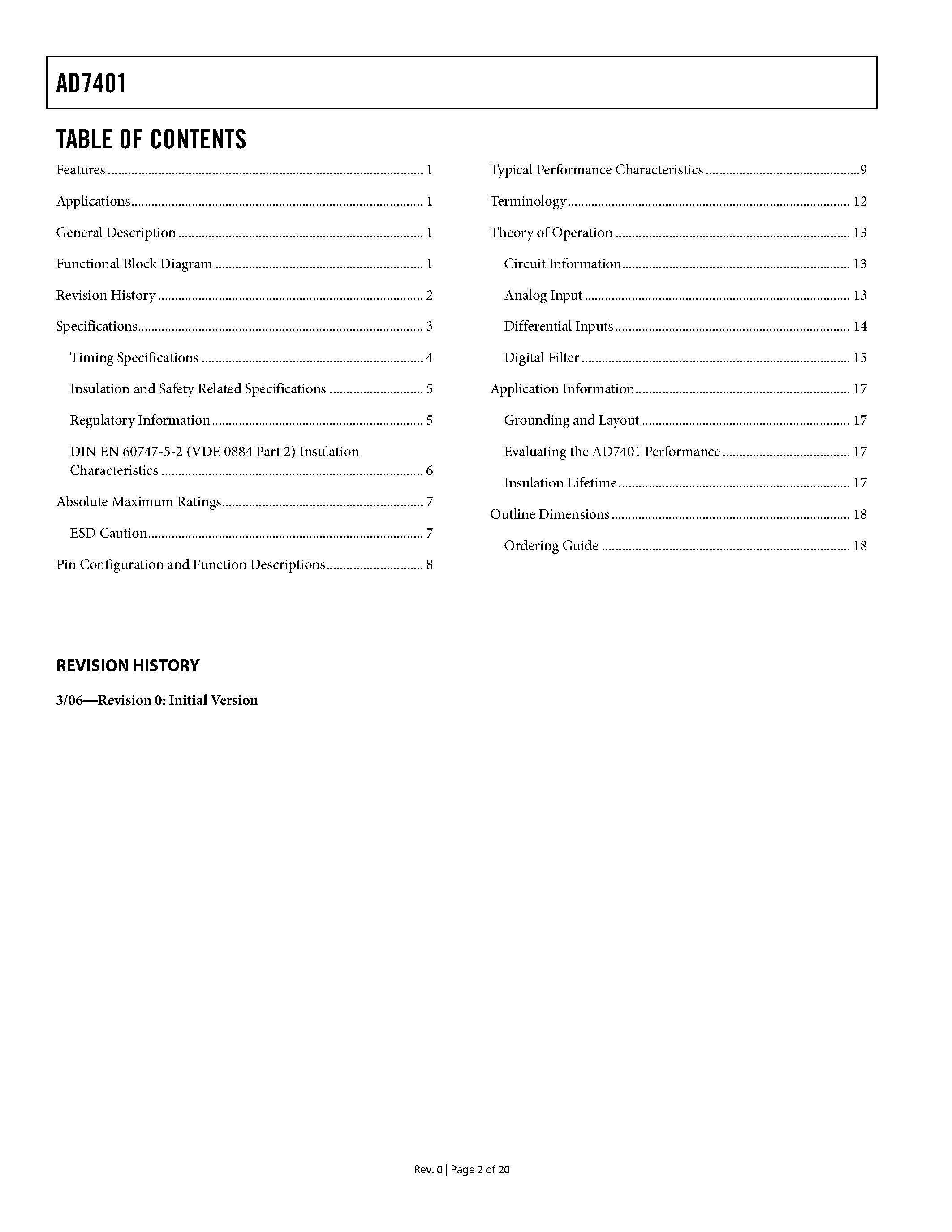 Datasheet AD7401 - Isolated Sigma-Delta Modulator page 2