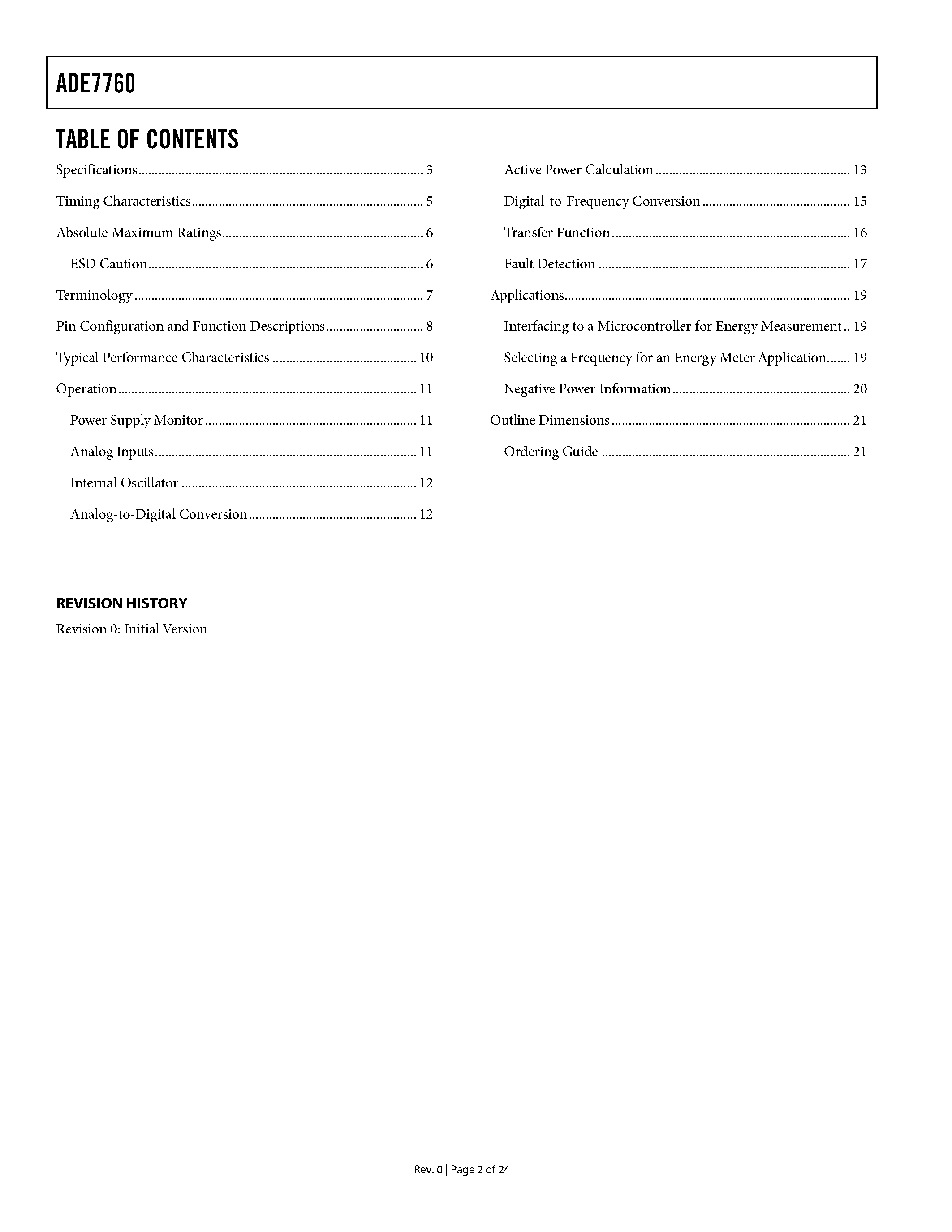 Даташит ADE7760 - Energy Metering IC страница 2