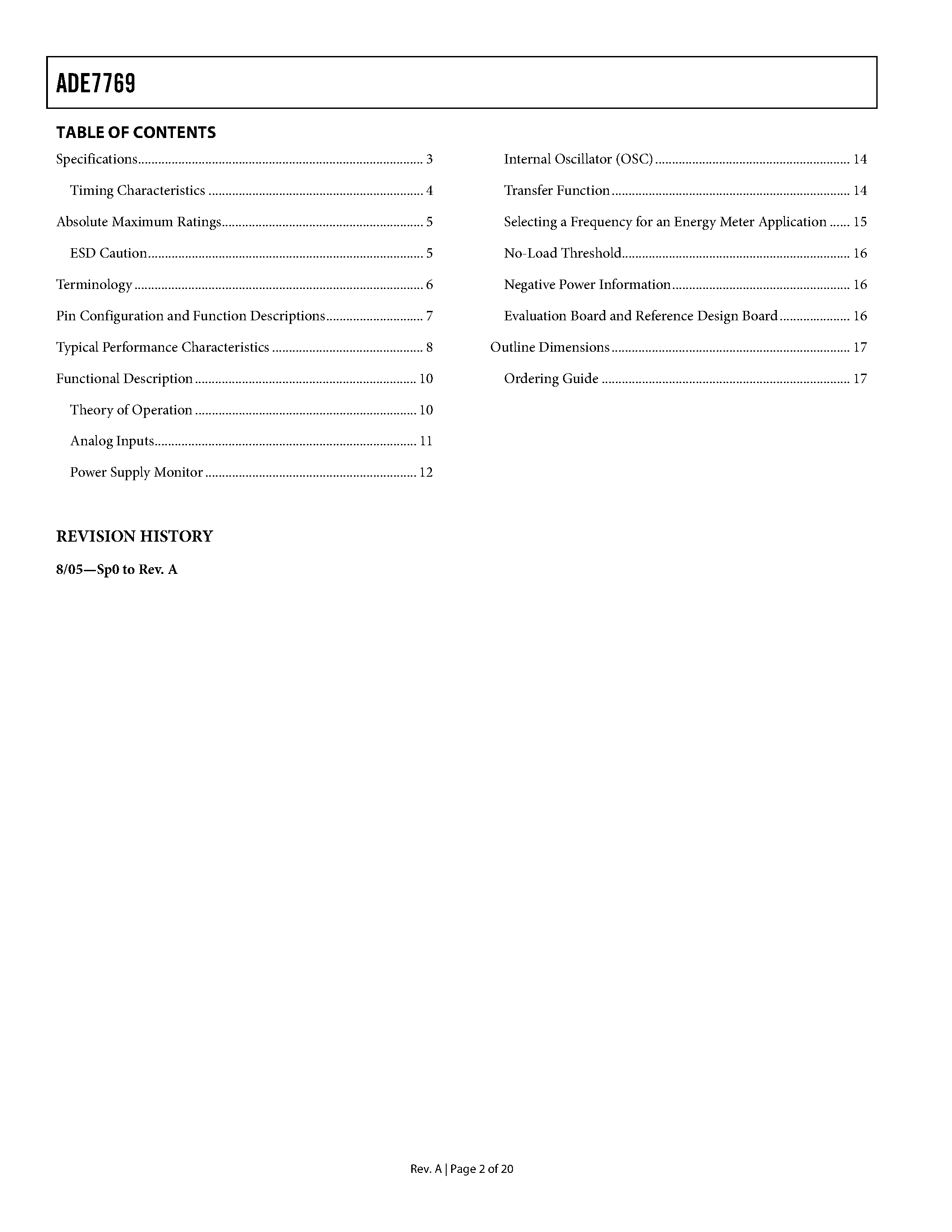 Даташит ADE7769 - Energy Metering IC страница 2