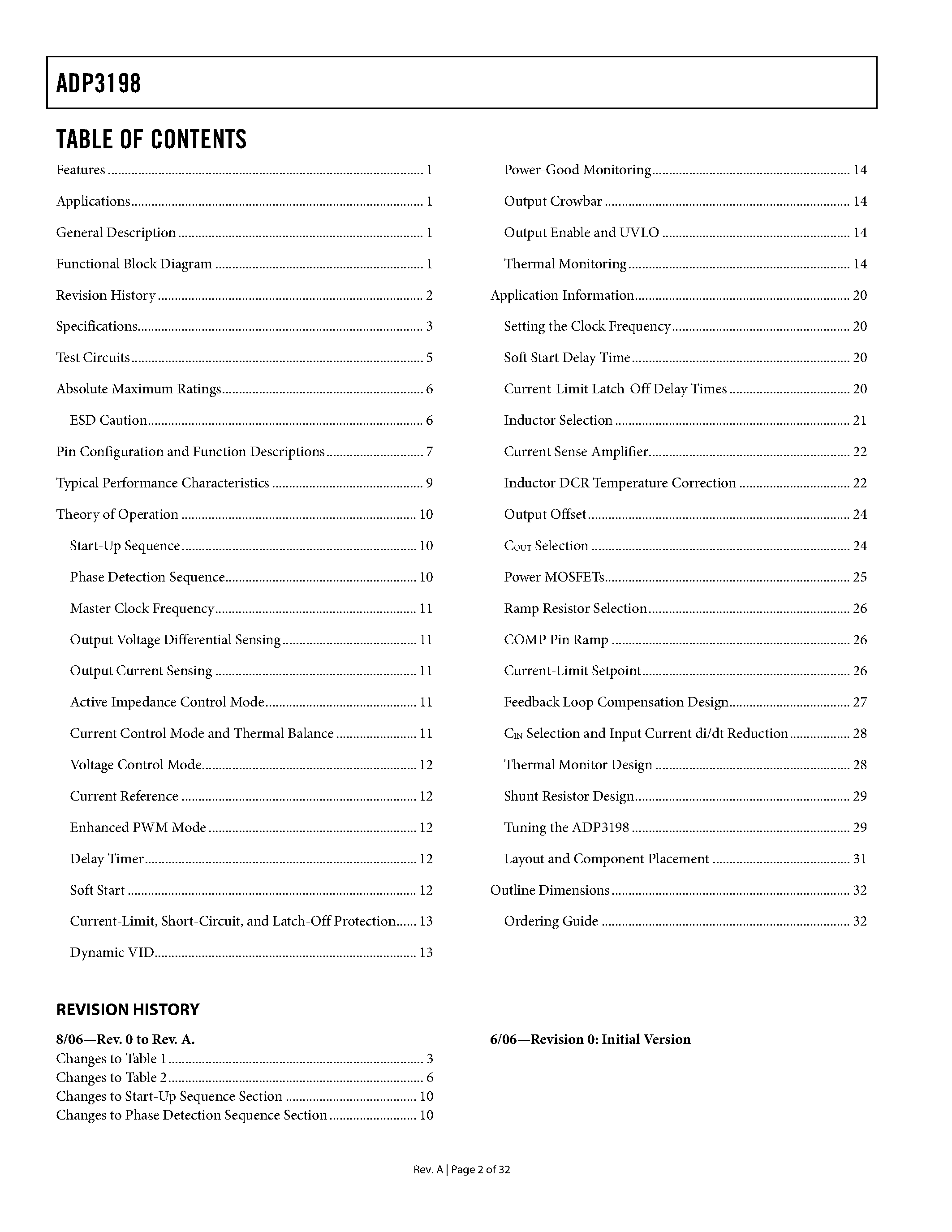 Datasheet ADP3198 - 8-Bit Programmable 2- to 4-Phase Synchronous Buck Controller page 2