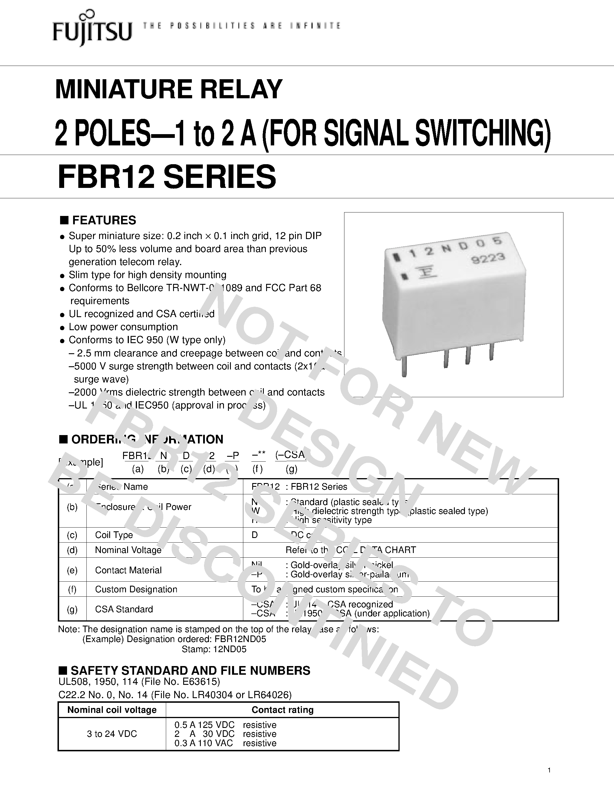 Datasheet FBR12 - 2 POLES-1 to 2 A page 1