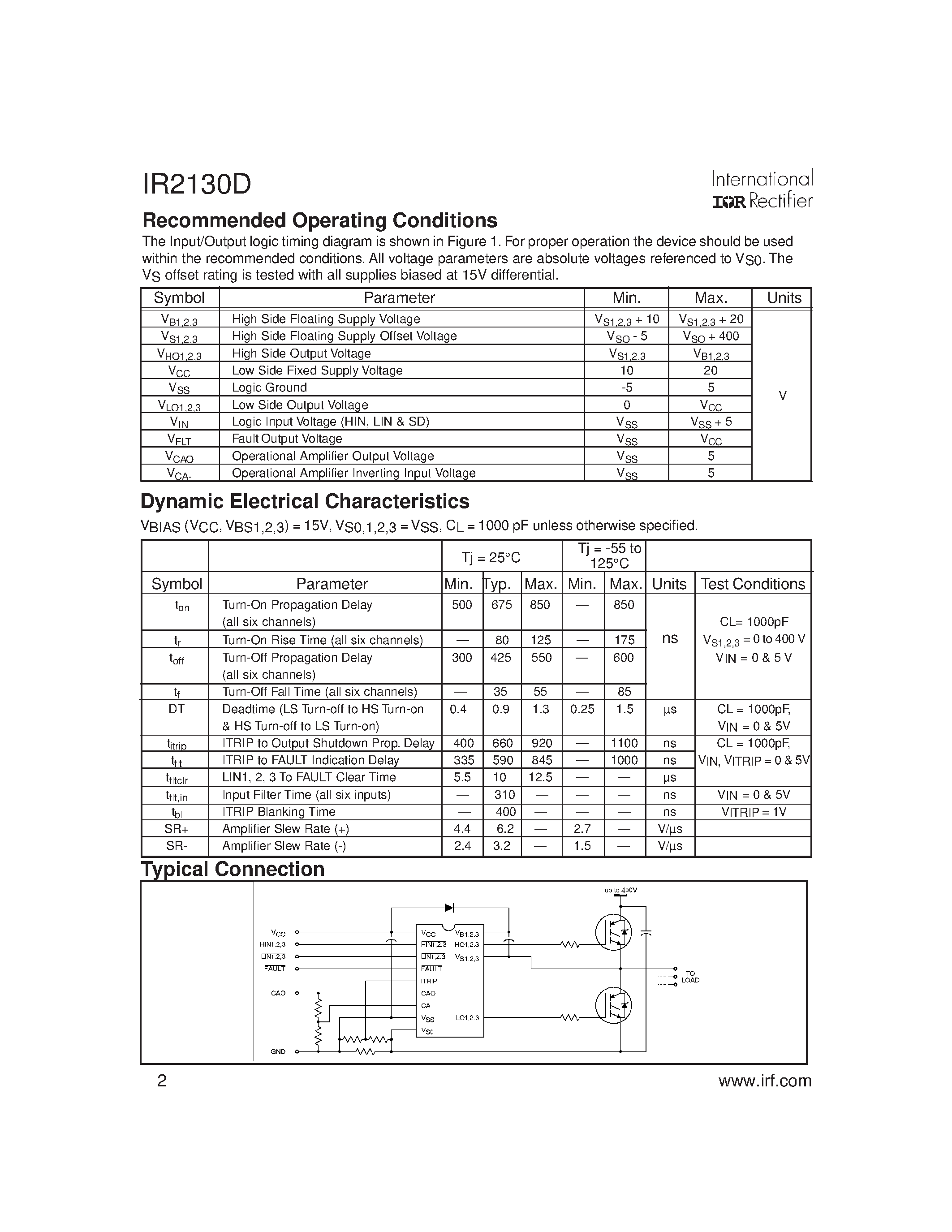 Datasheet IR2130D - 3-PHASE DRIVER page 2