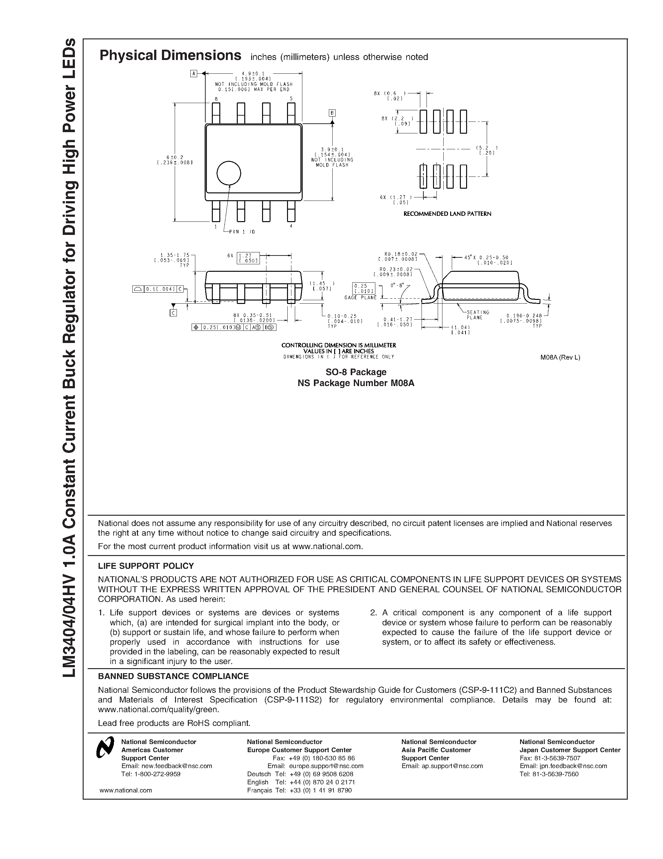 Datasheet LM3404 - 1.0A Constant Current Buck Regulator page 2