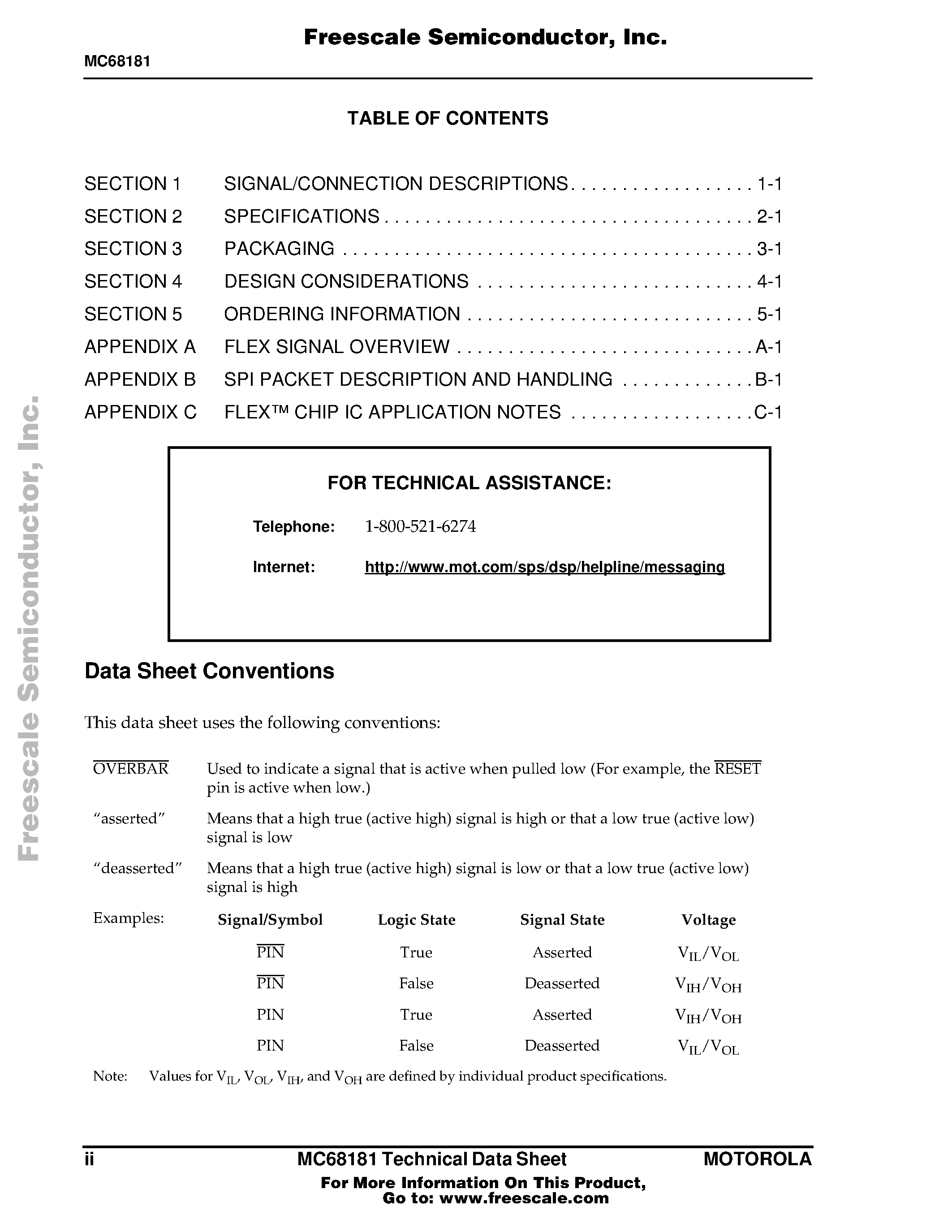 Datasheet MC68181 page 2 Datasheet MC68181 - Advance Information ROAMING FLEX chip SIGNAL PROCESSOR page 2